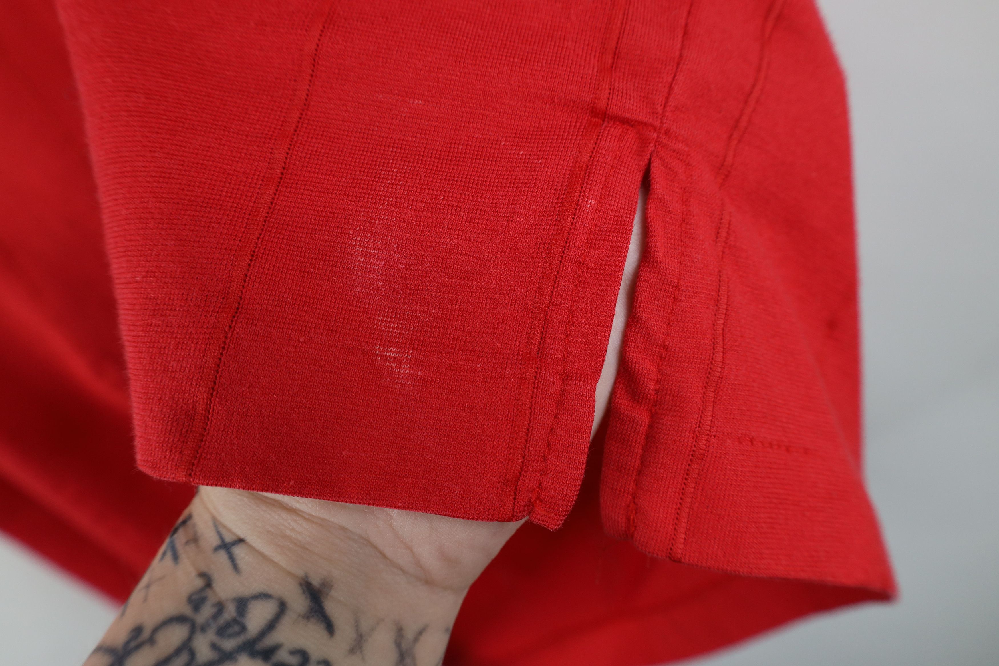 Vintage Vintage 90s Streetwear Striped Knit Golf Polo Shirt Red Size US XL / EU 56 / 4 - 8 Thumbnail