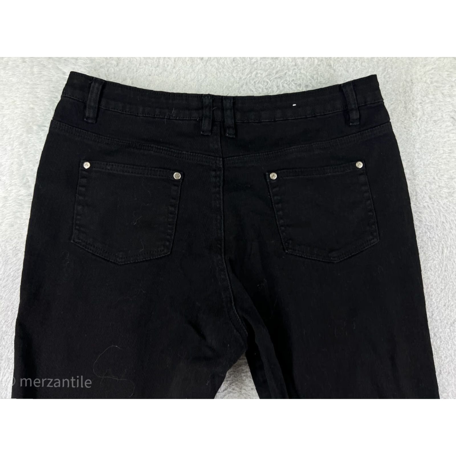 Vintage Demona Black Jeans Womens 32 Denim Bootcut High Rise Cotton Blend Stretch Pant Size 24" / US 00 / IT 34 - 3 Thumbnail
