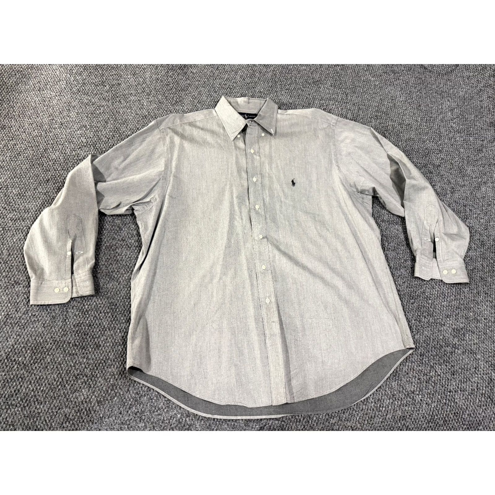 Ralph Lauren Ralph Lauren Dress Shirt Mens 17 Gray Long Sleeve Yarmouth Classic Fit Shirt Boys? Size 46R - 2 Thumbnail