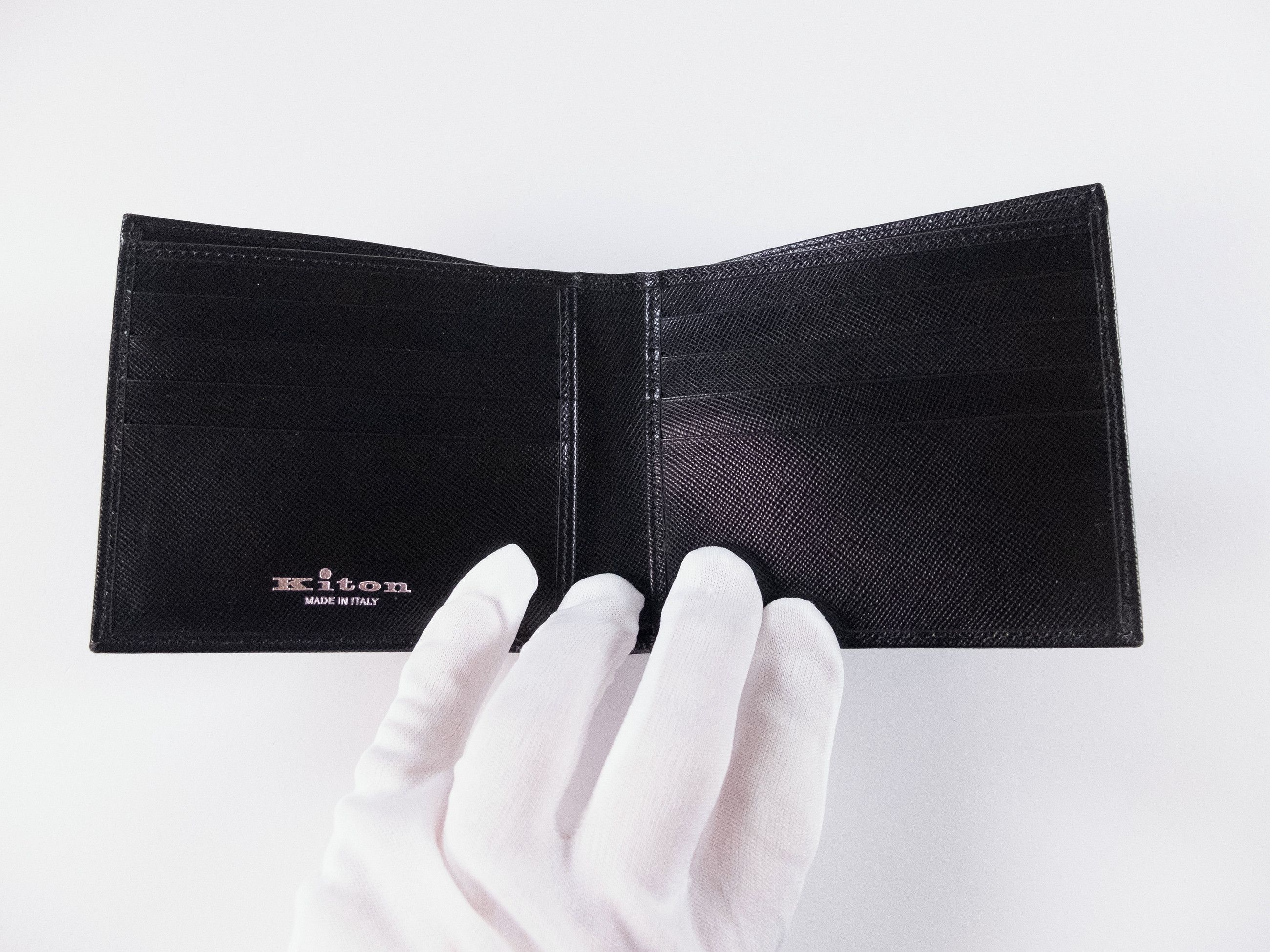 Kiton KITON Napoli black textured leather bifold wallet authentic Size ONE SIZE - 5 Thumbnail