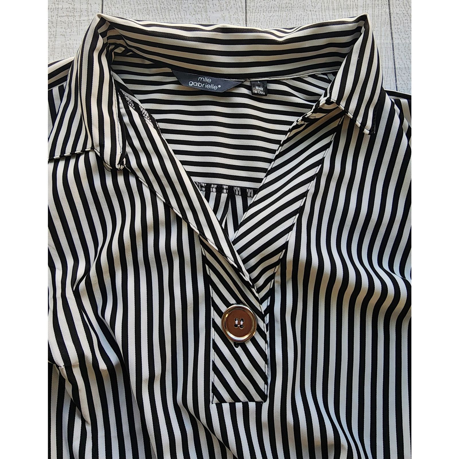 Other Mlle Gabrielle Black White Stripe Belted Shirt Dress Large Size L / US 10 / IT 46 - 9 Thumbnail