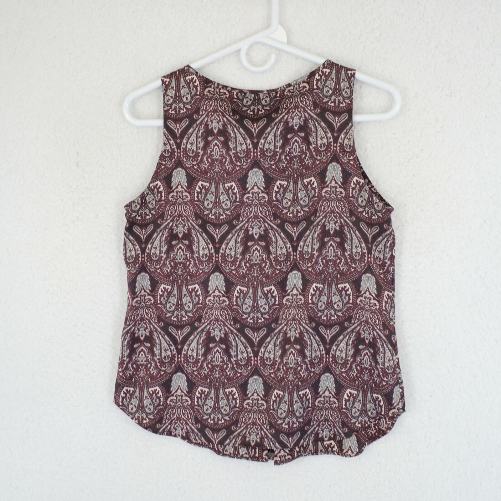 Ann Taylor Ann Taylor Petite Red Paisley Scoop Neck XSP Blouse Top Slee Size XS / US 0-2 / IT 36-38 - 3 Thumbnail