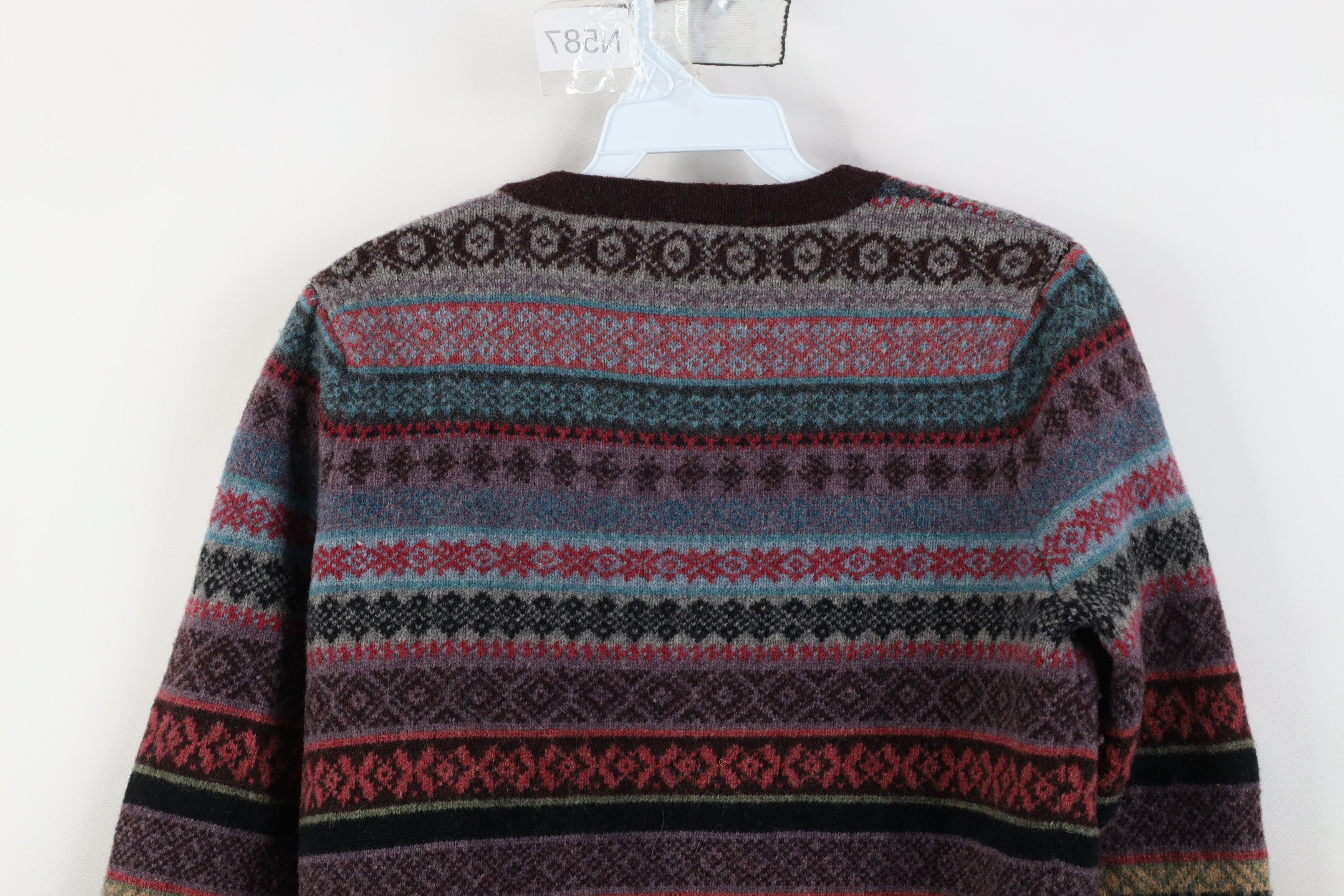 Vintage Vintage 90s Y2K Babydoll Rainbow Fair Isle Tie Sweater Size L / US 10 / IT 46 - 8 Thumbnail