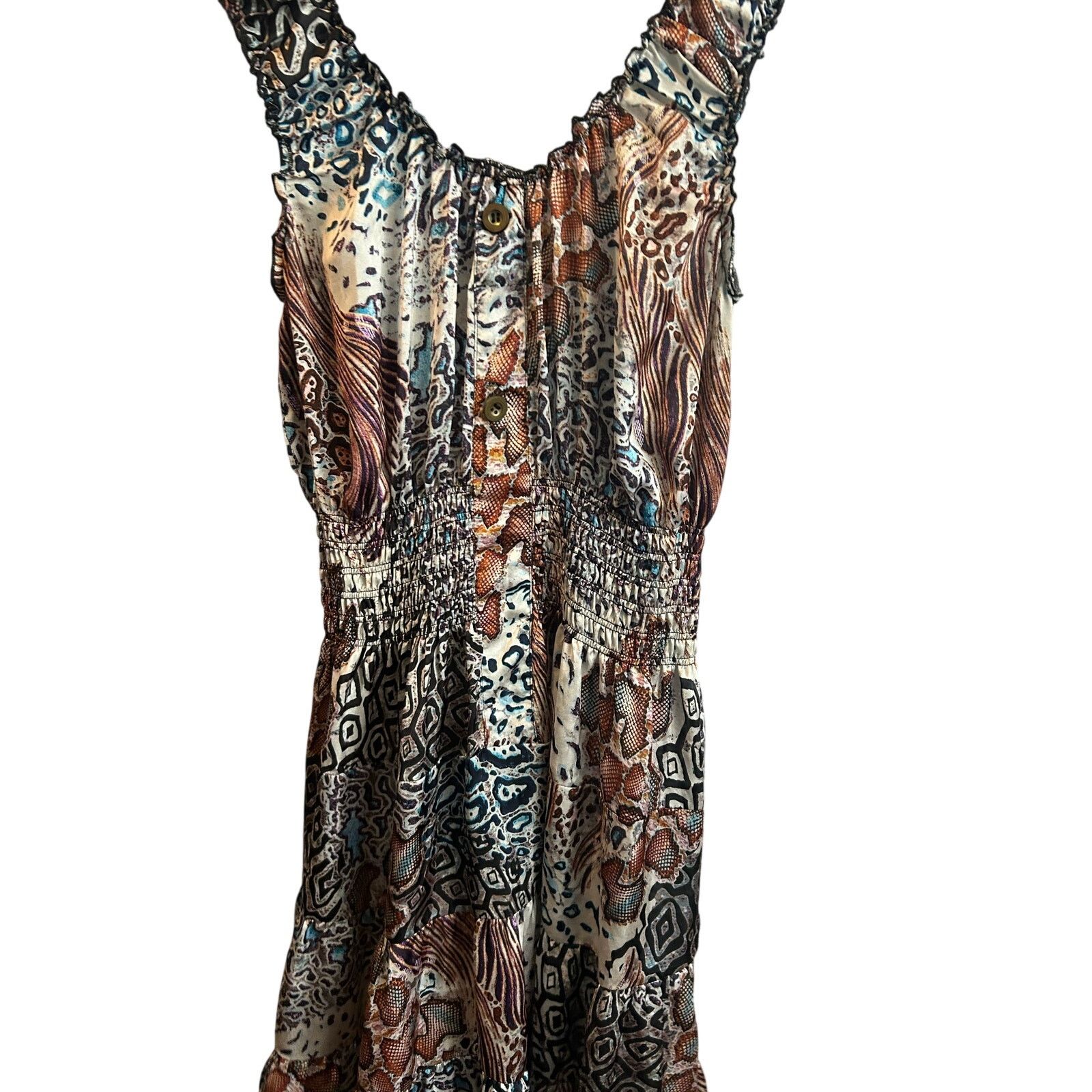 Other Lapis Animal Print Dress Multi M Y2K Patchwork Smocked Size M / US 6-8 / IT 42-44 - 8 Thumbnail