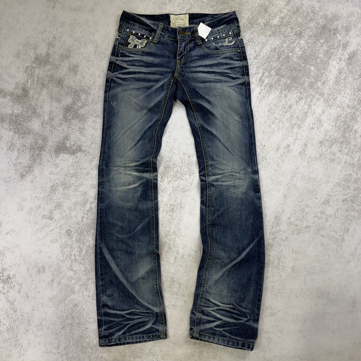 Japanese Brand Y2K yoshitomo nara lolita washed distressed flared jeans Size 32" / US 10 / IT 46 - 4 Thumbnail