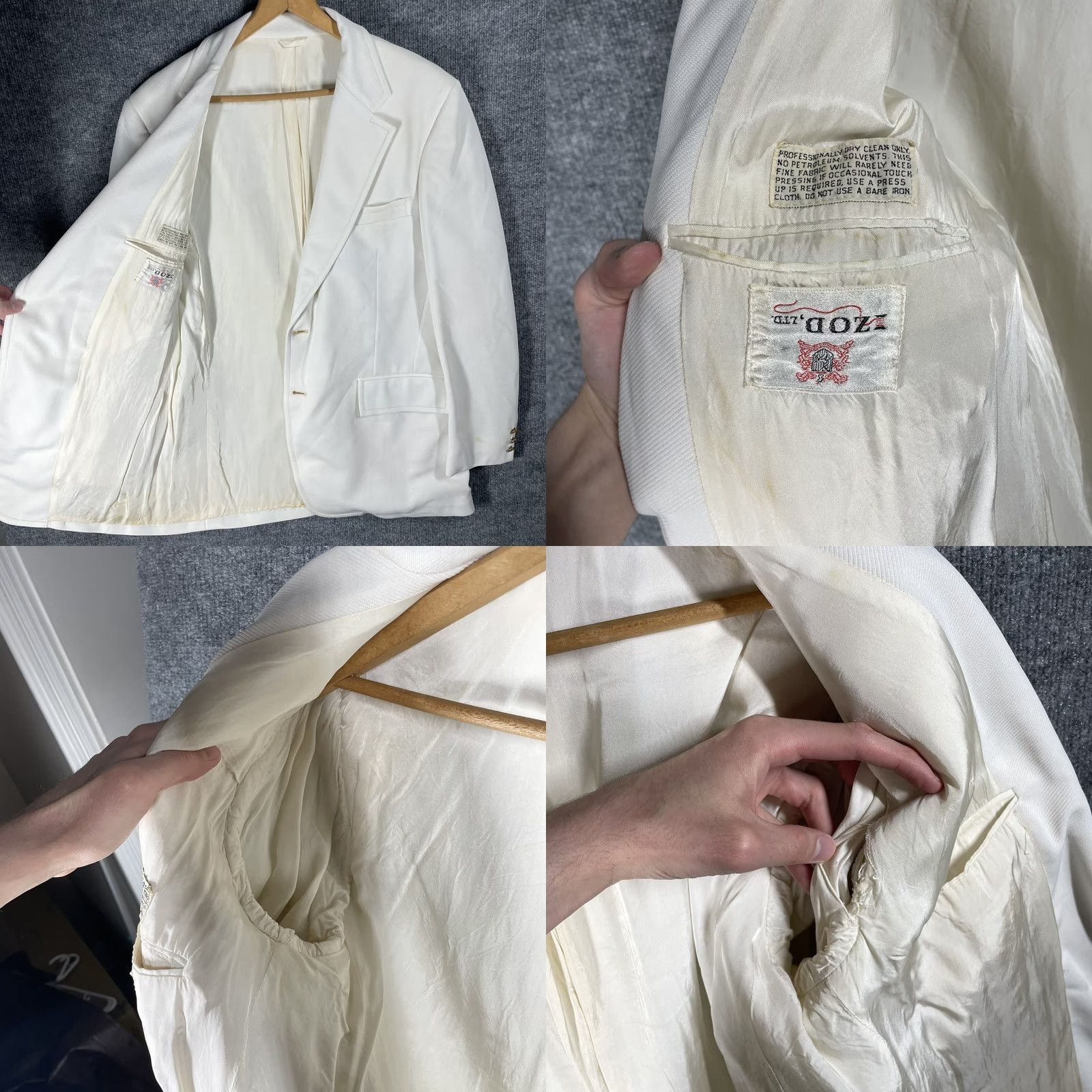 Izod VINTAGE IZOD Blazer Jacket Sport Coat White 60s 70s Size 38 Mens Womens Tennis Golf Preppy Mod GoGo Size 38R - 8 Thumbnail