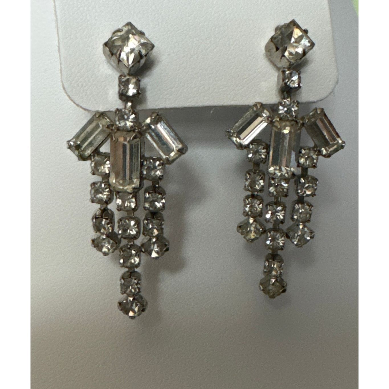 Vintage Vtg Art Deco-Style Rhinestone Chandelier Clip On Earrings Size ONE SIZE - 3 Thumbnail