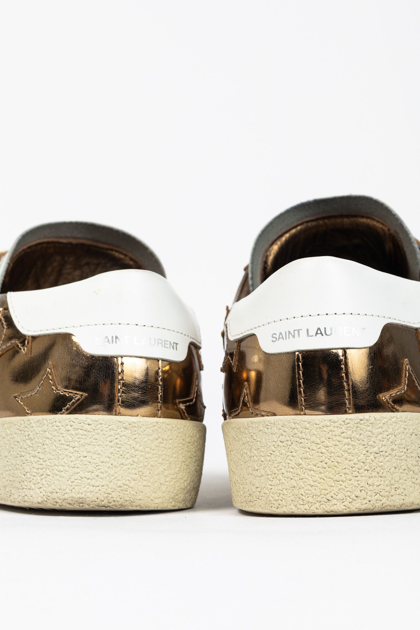 Saint Laurent Paris Saint Laurent SL/06 Gold Patent Star Low-Top Sneakers Size US 7 / EU 40 - 10 Thumbnail