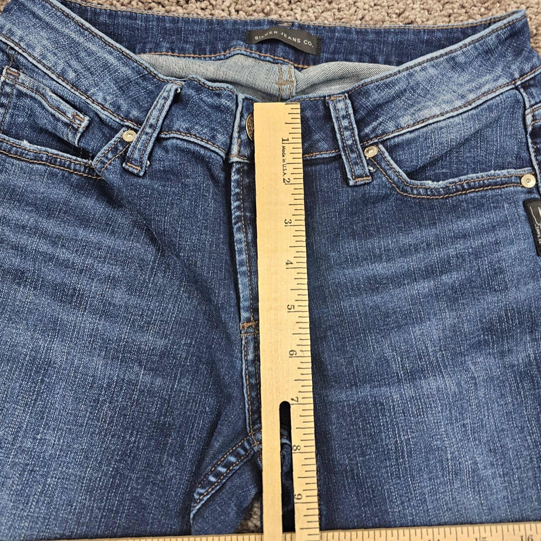 Silver Jeans Co. VINTAGE Silver Jeans Womens Stretch Straight Jeans 26 Low Rise Dark Wash Cotton Blend Blue 90s Womens Size 25" / US 0 / IT 36 - 4 Thumbnail