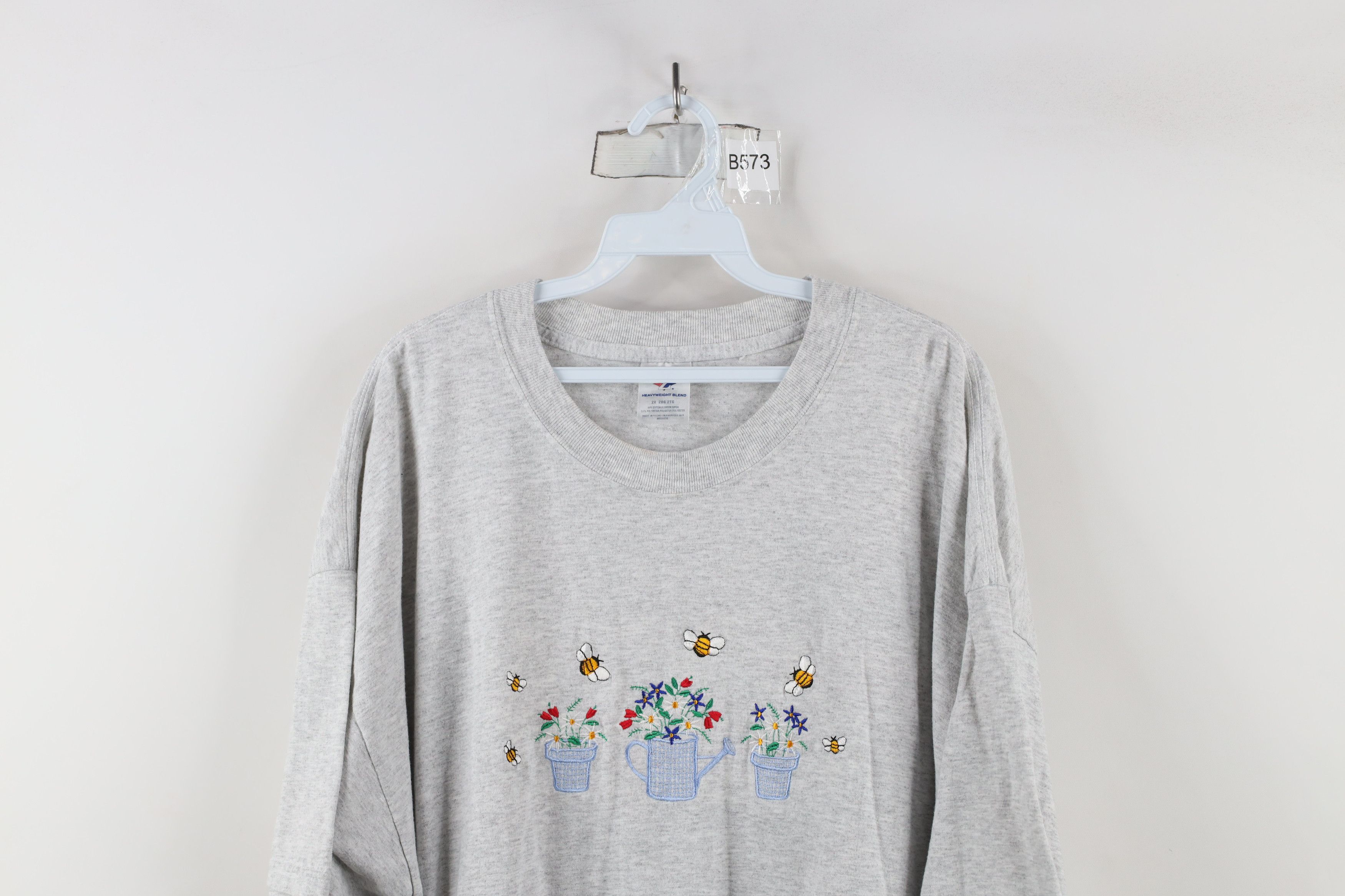 Vintage Vintage 90s Streetwear Bumble Bee T-Shirt Heather Gray Size XXL / US 16-18 / IT 52-54 - 2 Thumbnail