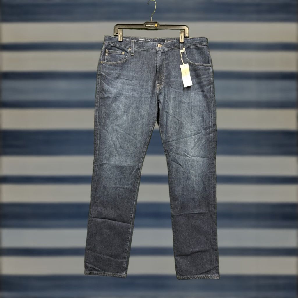 Denime Adriano Goldschmied Jeans Mens 38x34 Dark Wash Denim NWT Logo 5-Pocket Straight Relaxed Fit Blue Adult Mens Size US 38 / EU 54 - 1 Thumbnail
