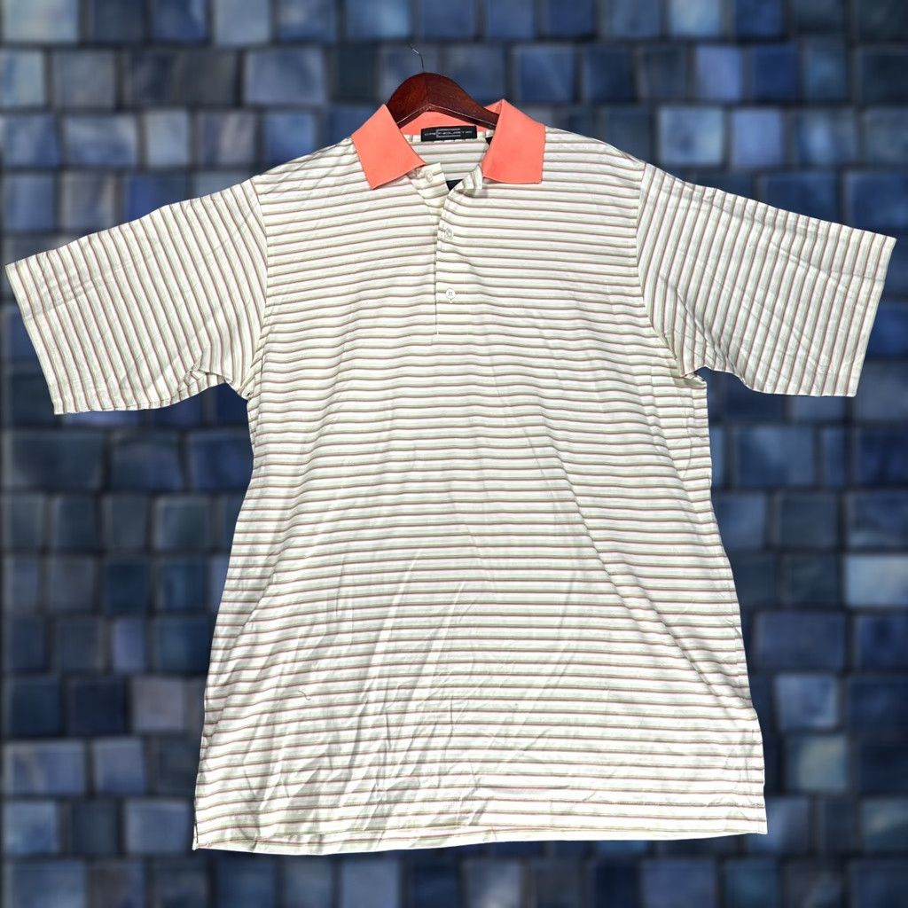 Vintage Carnoustie Polo Shirt Mens M Short Sleeve Green Orange Stripe Cotton Golf Size US M / EU 48-50 / 2 - 1 Thumbnail