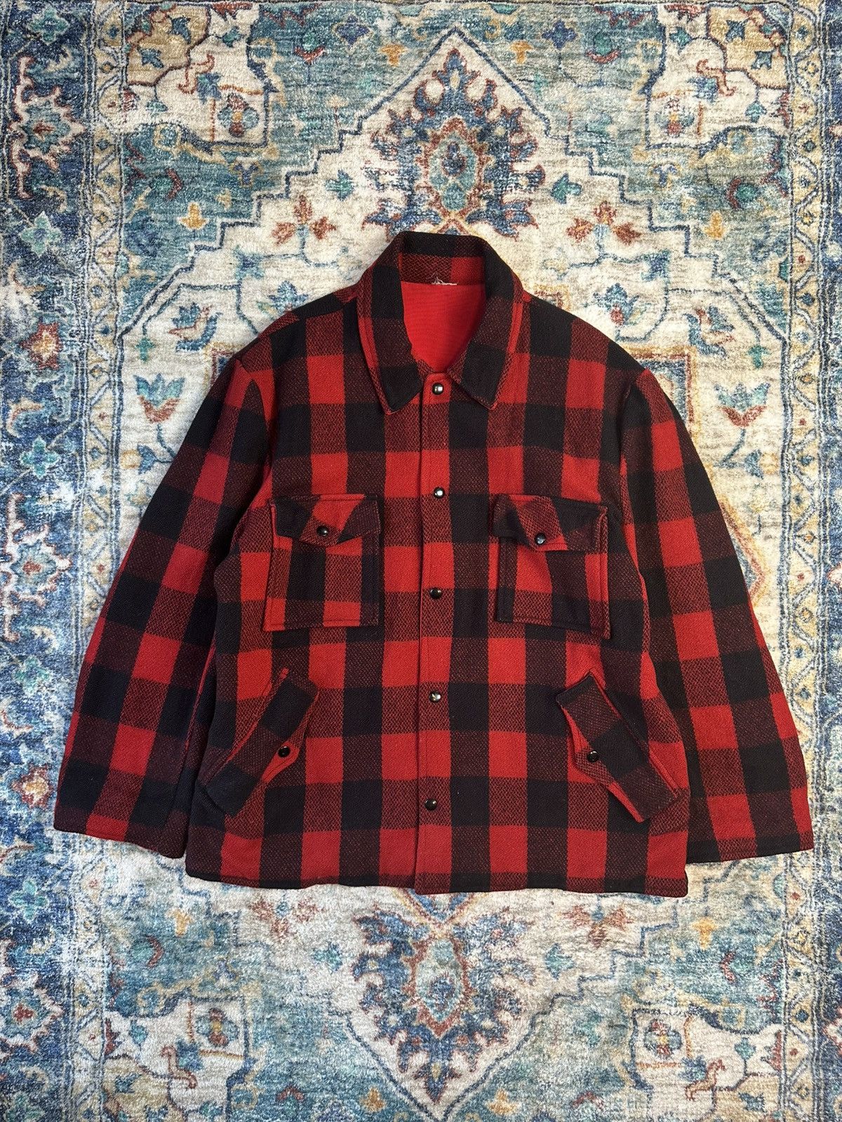 Vintage Vintage 1970s Red Buffalo Plaid Reversible Hunting Jacket Size US L / EU 52-54 / 3 - 1 Thumbnail