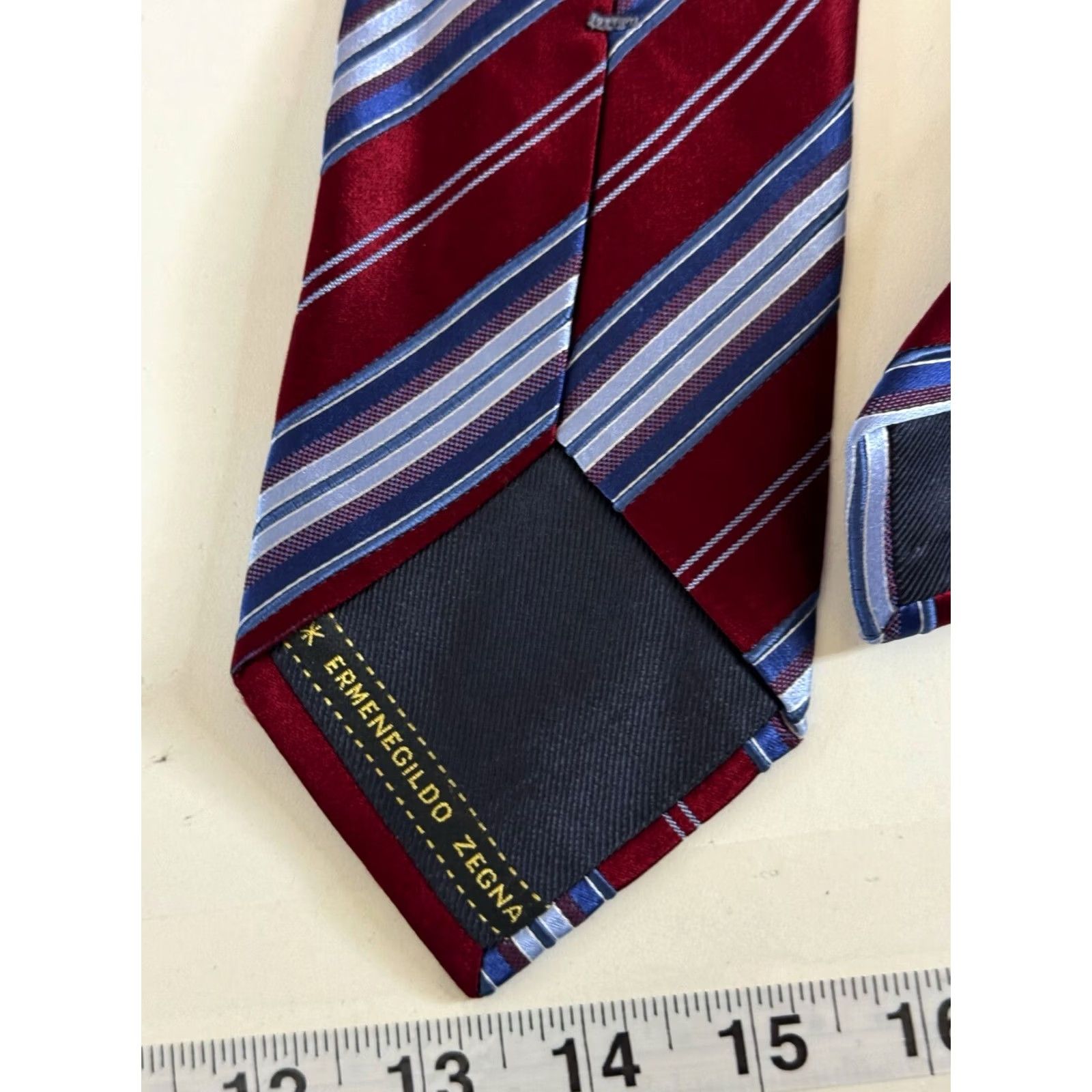 Vintage Zegna NECK TIE Red Blue Stripe Mens Designer Tie Size ONE SIZE - 6 Thumbnail