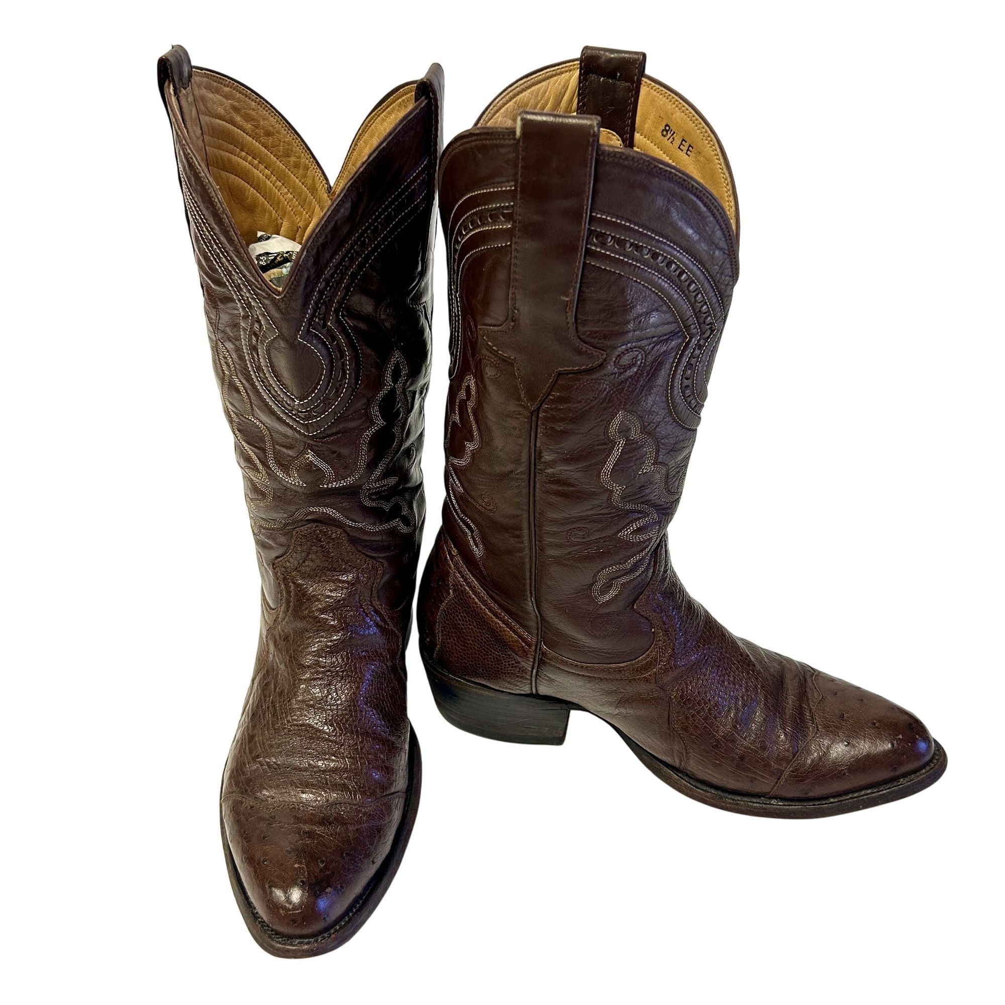 Other Vtg Gavel OSTRICH QUILL Skin Cowboy Western Rodeo Boots Size US 8.5 / EU 41-42 - 11 Thumbnail