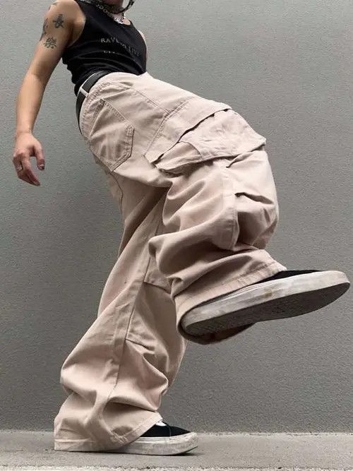 Jean Cargo Baggy Denim Casual Pants Oversized Size US 34 / EU 50 - 4 Thumbnail