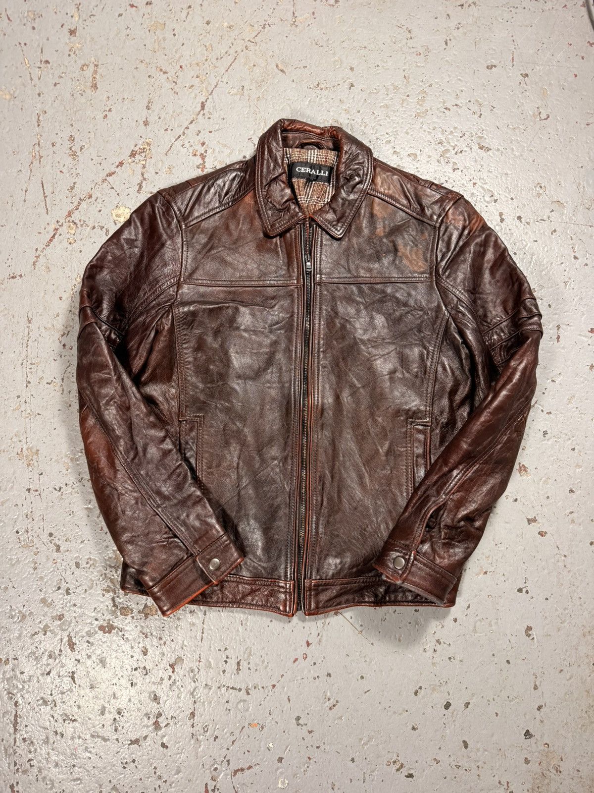 Other Vintage Ceralli Mocha Brown Leather Jacket Size US M / EU 48-50 / 2 - 2 Thumbnail