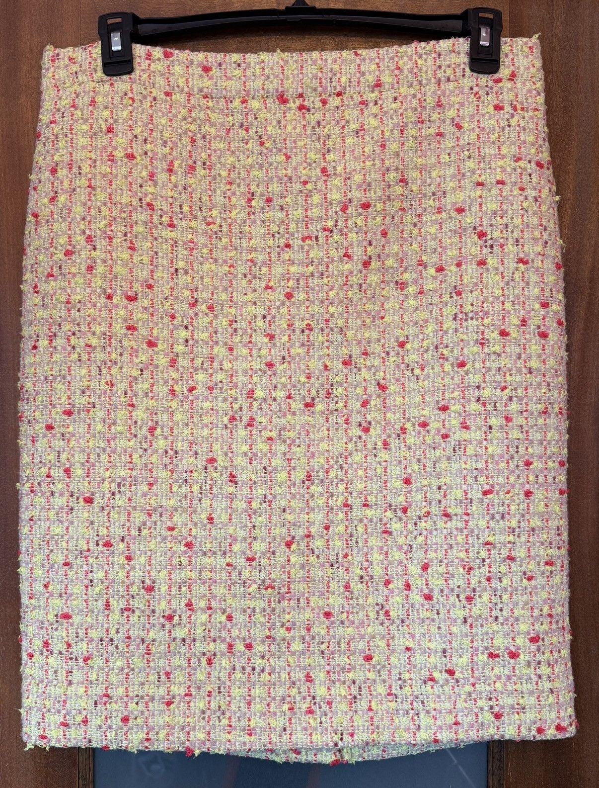 J.Crew J.Crew Women Yellow Pink Tweed Neon Print No. 2 Pencil Skirt Size 34" / US 12 / IT 48 - 1 Thumbnail