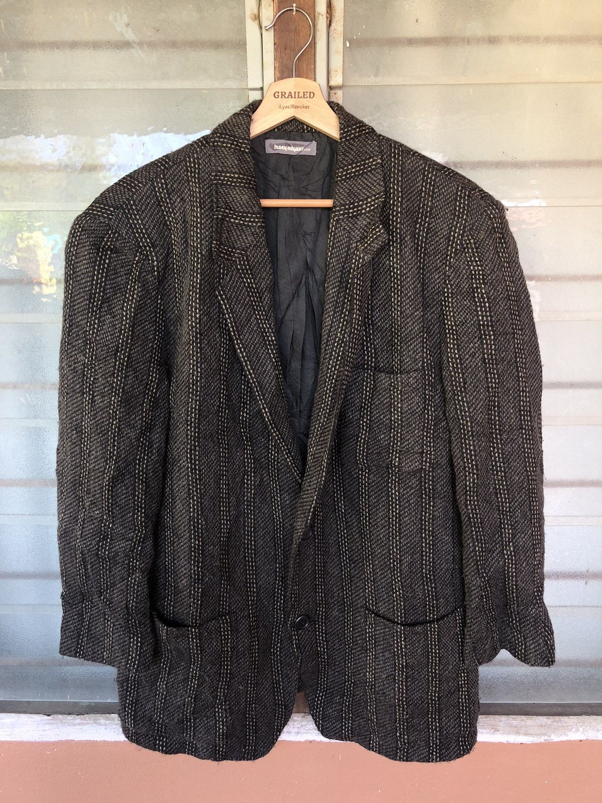 Designer × Issey Miyake × Japanese Brand Vintage Issey Miyake Wool Coat Jacket Size US M / EU 48-50 / 2 - 2 Thumbnail