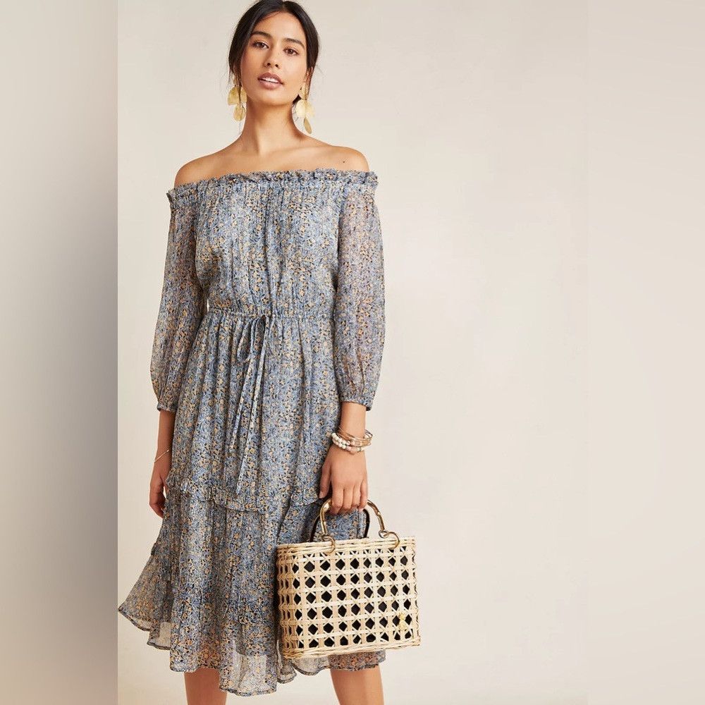 Anthropologie Anthropologie Kira Off-The-Shoulder Prairie Dress Size XS / US 0-2 / IT 36-38 - 1 Thumbnail