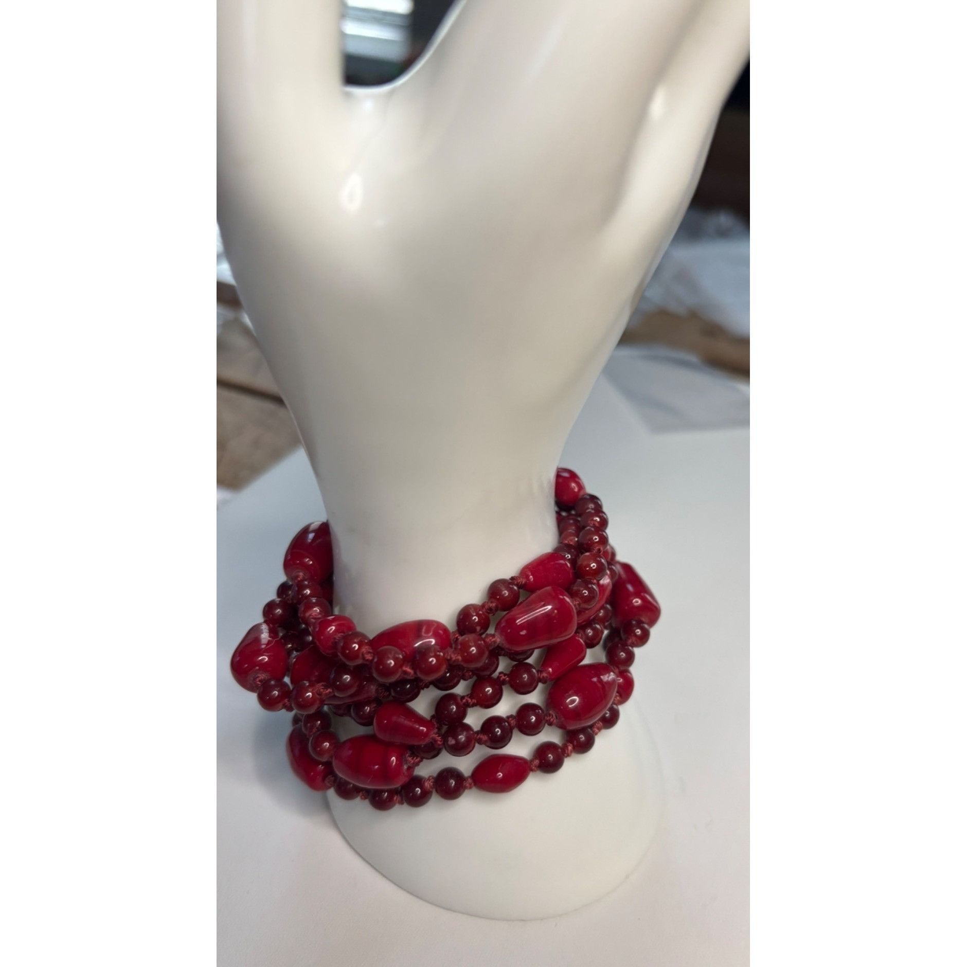 Other Vintage Red Beaded Necklace & Bracelet Set Size ONE SIZE - 7 Thumbnail