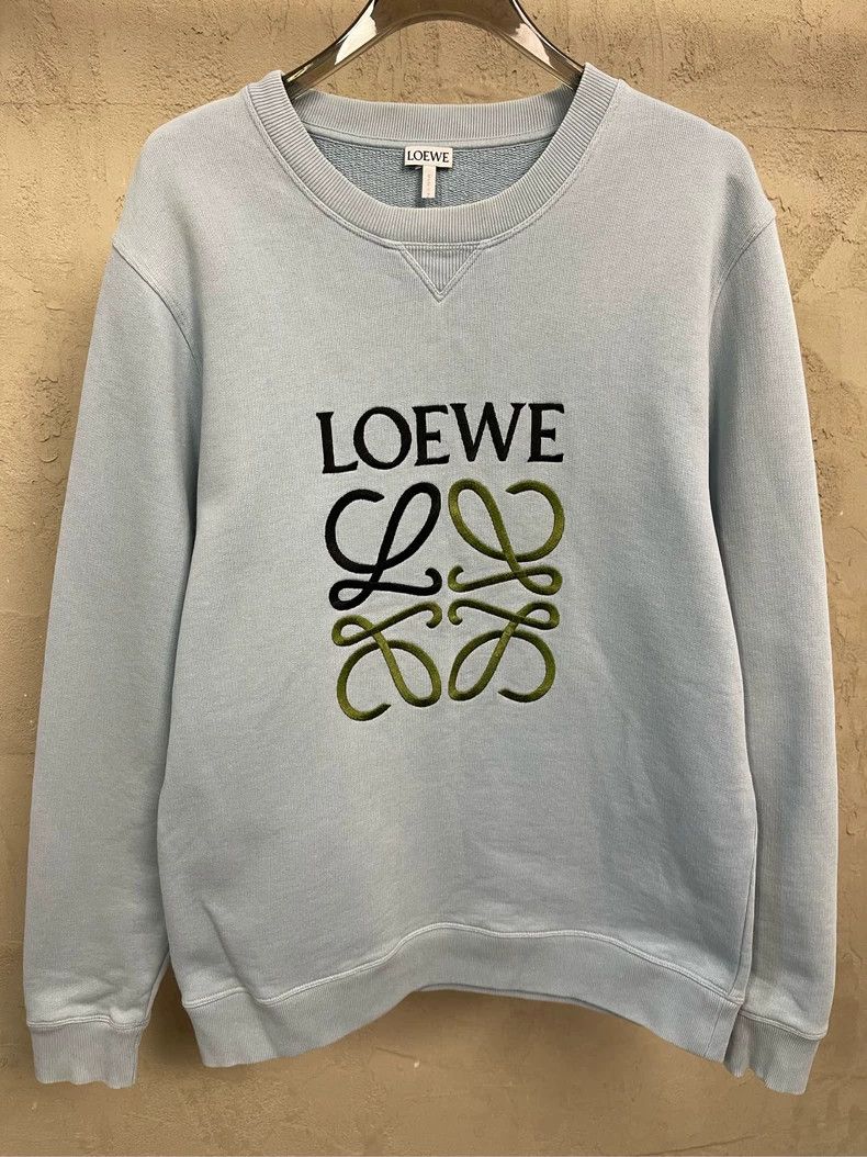 Other LOEWE Sky blue embroidered logo round neck hoodie Size L / US 10 / IT 46 - 3 Thumbnail