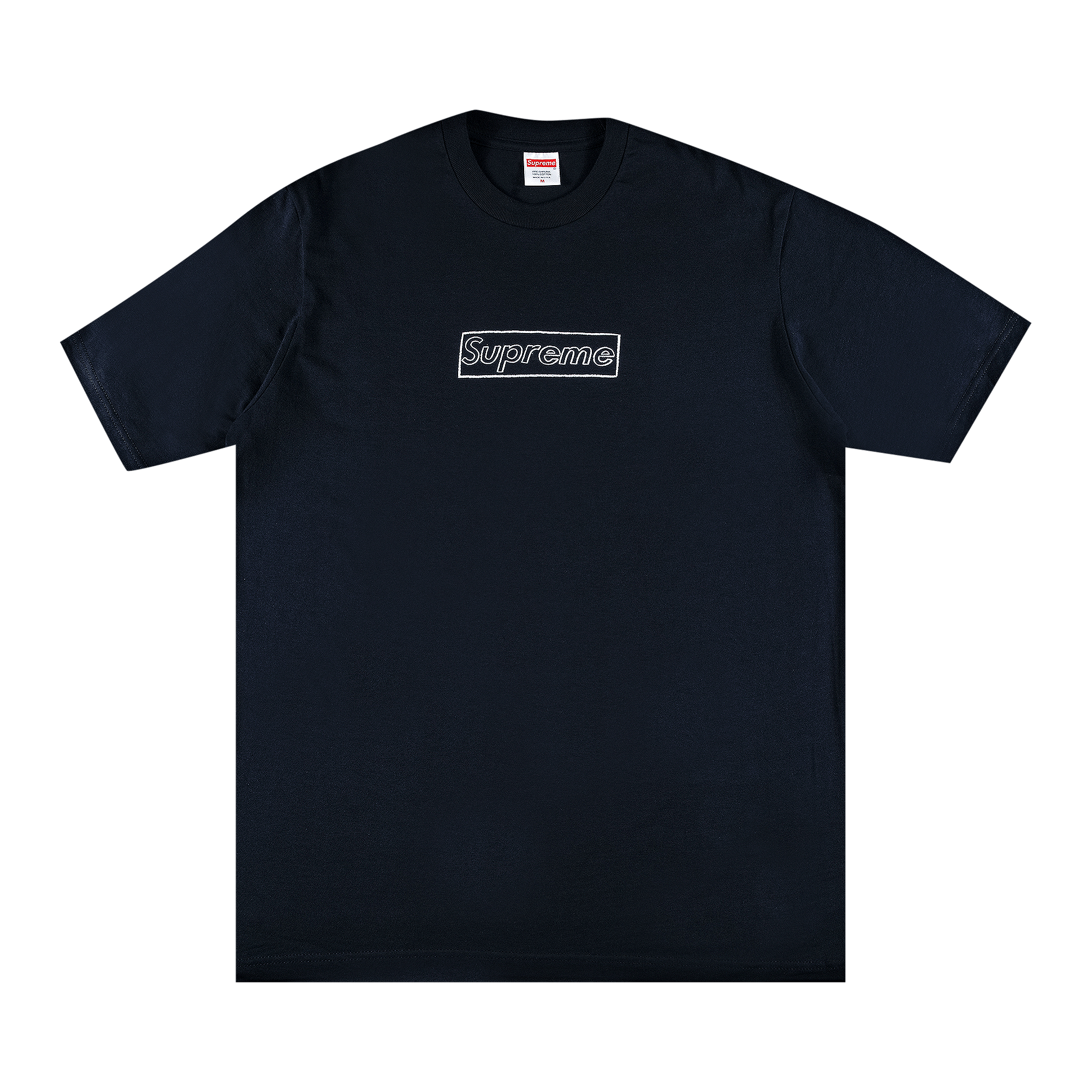 image of Supreme X Kaws Chalk Logo Tee Navy in Blue, Men's (Size Medium)