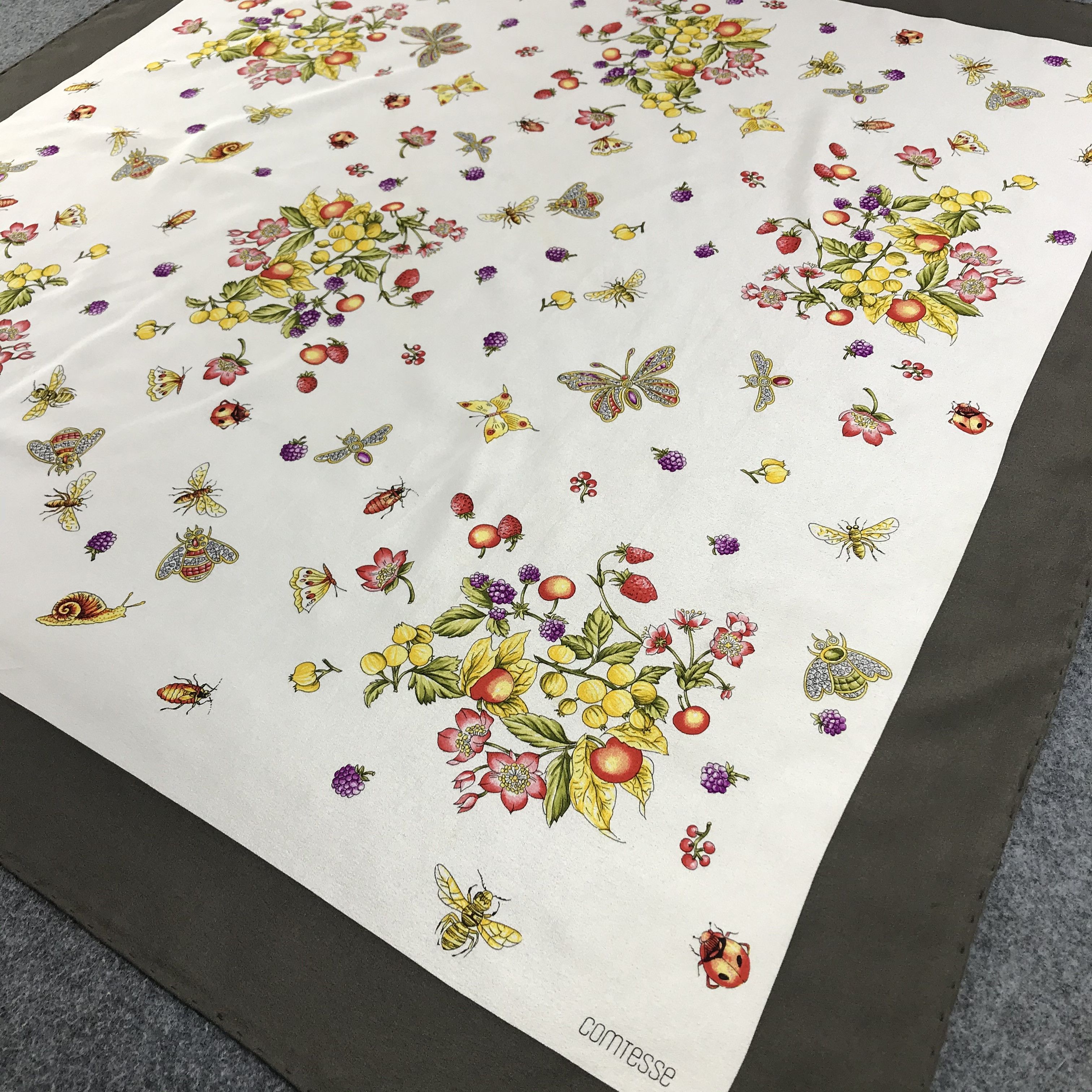 Vintage Comtasse made in Italy Floral Silk Scarf M46 Size ONE SIZE - 3 Thumbnail
