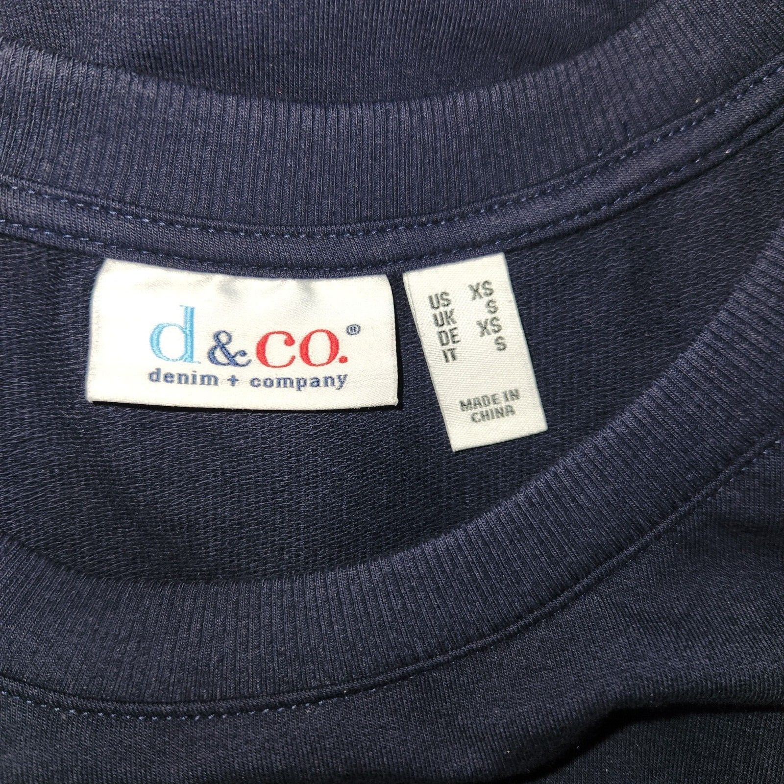 Denim & Co. Denim & Co. French Terry Tunic Striped Hem Navy Womens XS Size XS / US 0-2 / IT 36-38 - 13 Thumbnail