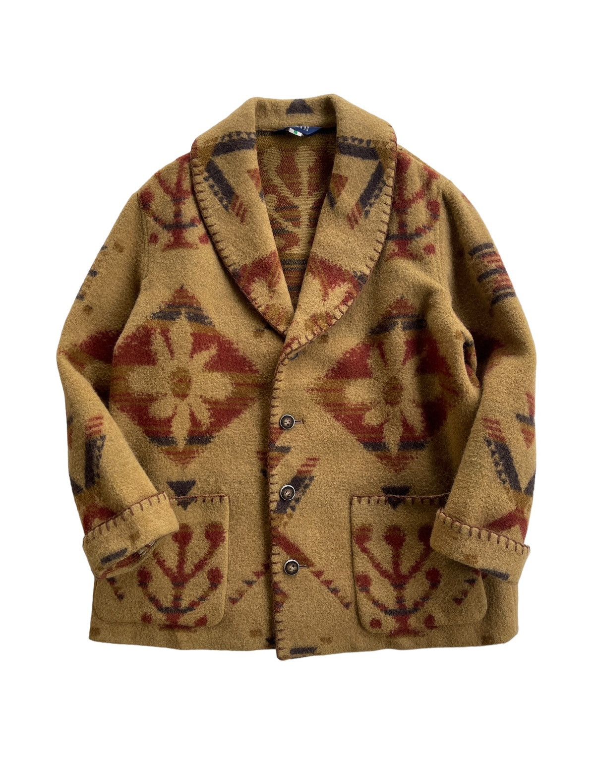 Japanese Brand Vintage Keith Aztec Pattern Shawl Collar Jacket Size US S / EU 44-46 / 1 - 1 Thumbnail