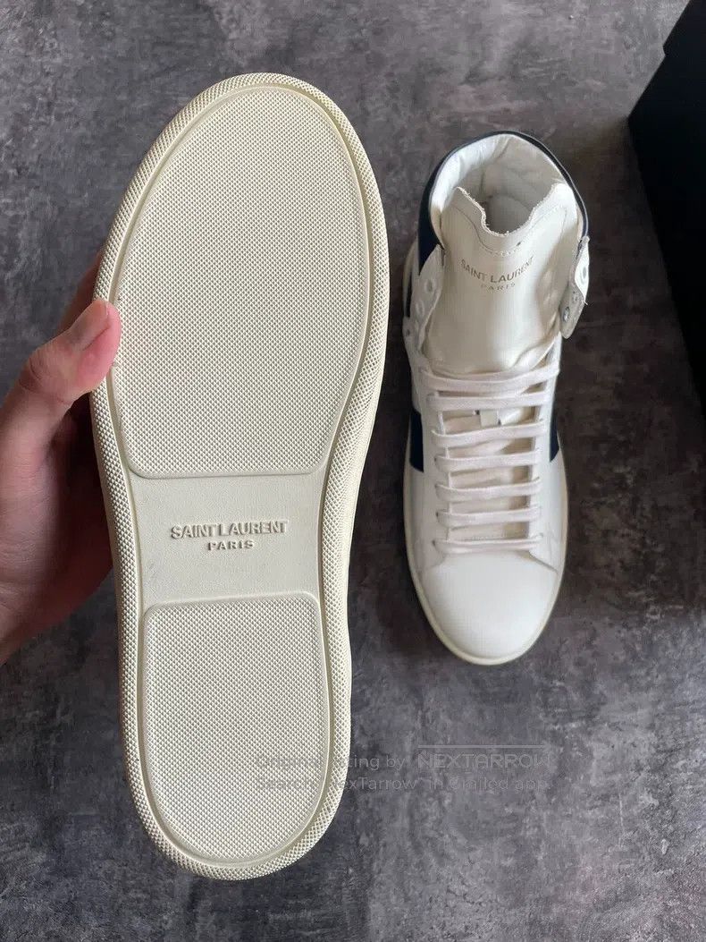 Saint Laurent Paris Saint Laurent Paris High Top Blue and White Patchwork Snea Size US 7 / EU 40 - 5 Thumbnail