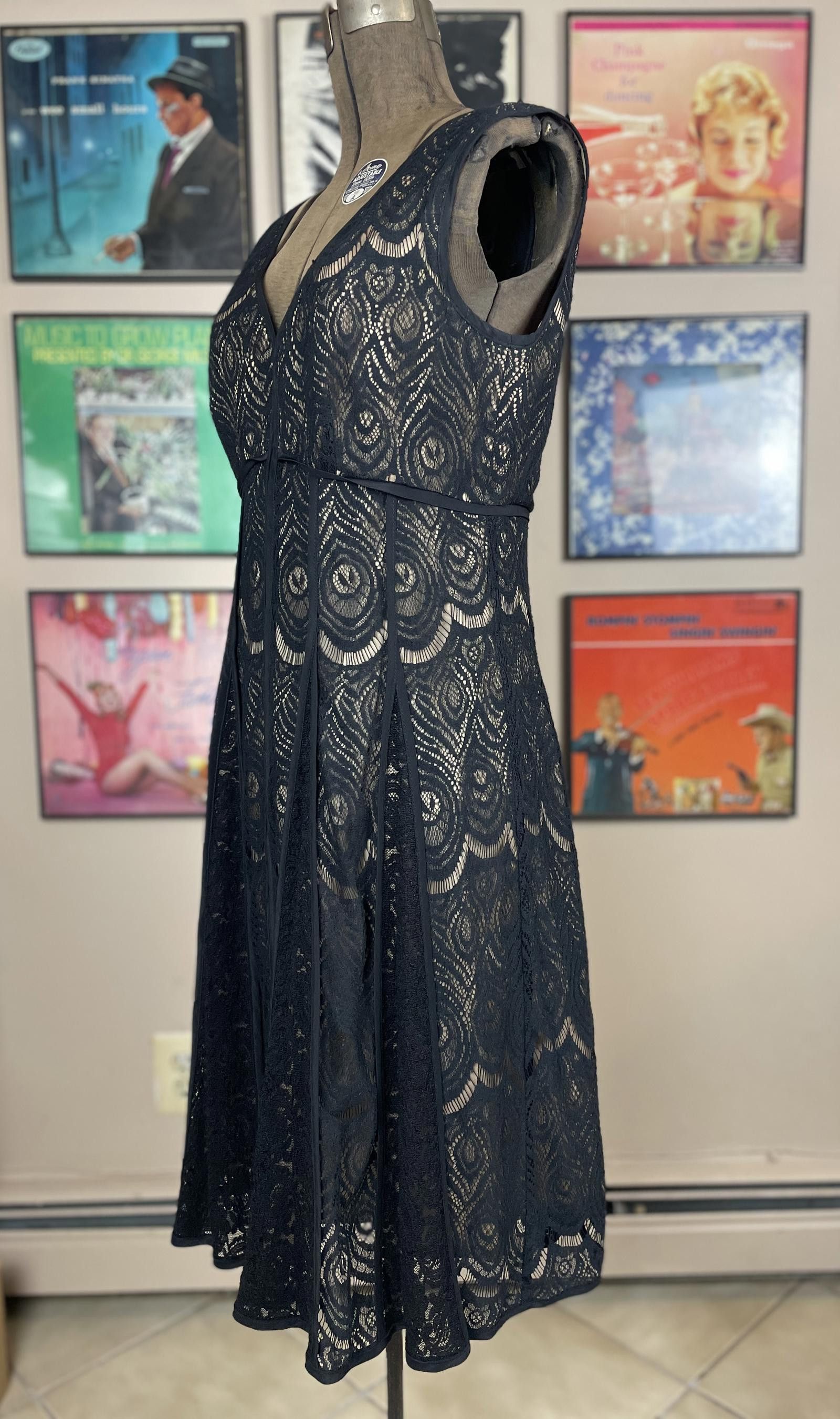 Designer Nanette Lepore Black Lace Overlay Sleeveless Dress Size (8) Size M / US 6-8 / IT 42-44 - 6 Thumbnail