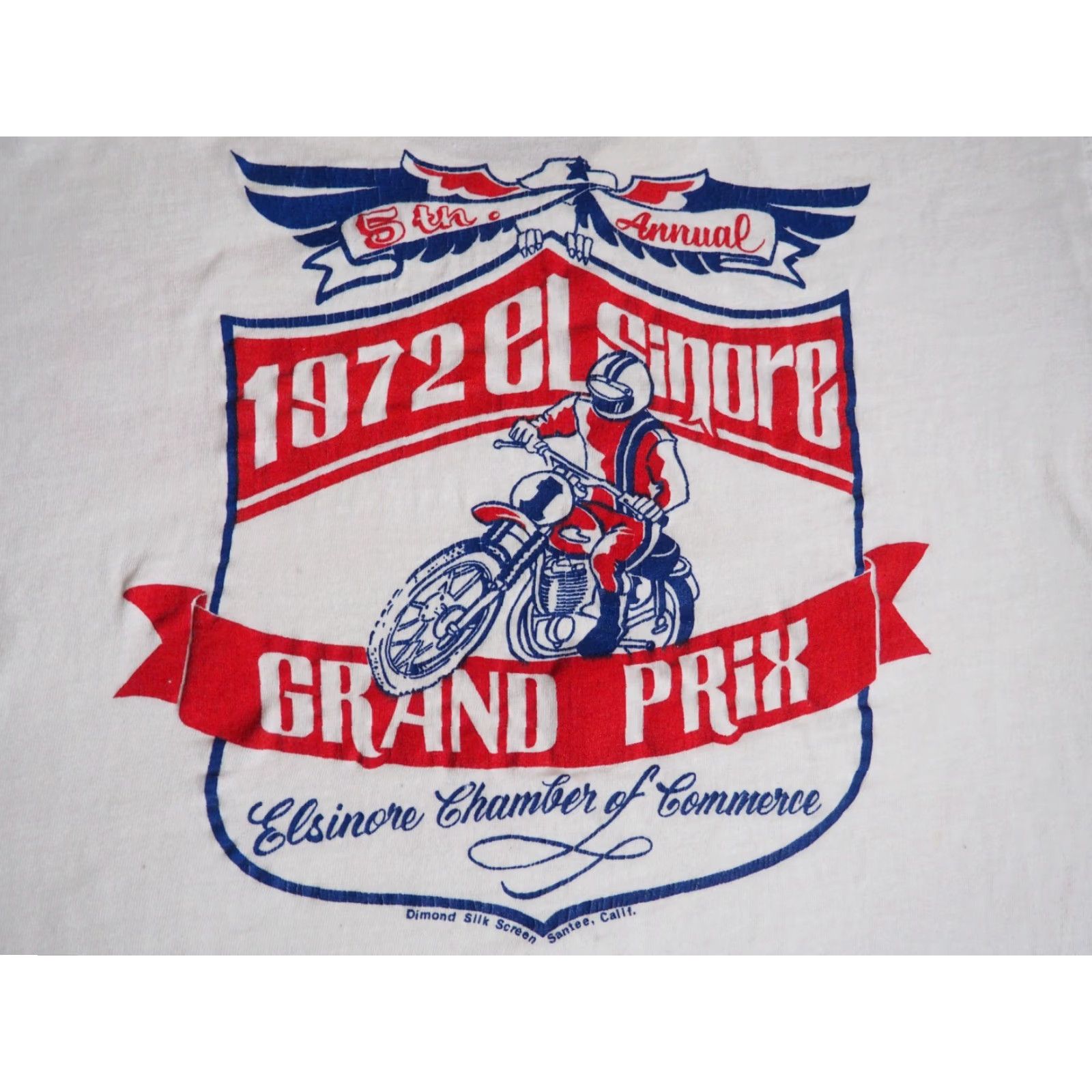 Vintage VTG 70s Elsinore Grand Prix Moto Honda McQueen White Tee T-Shirt L Mens Graphic Tee 1972 Vintage Sportswear/Beach Size US L / EU 52-54 / 3 - 6 Thumbnail