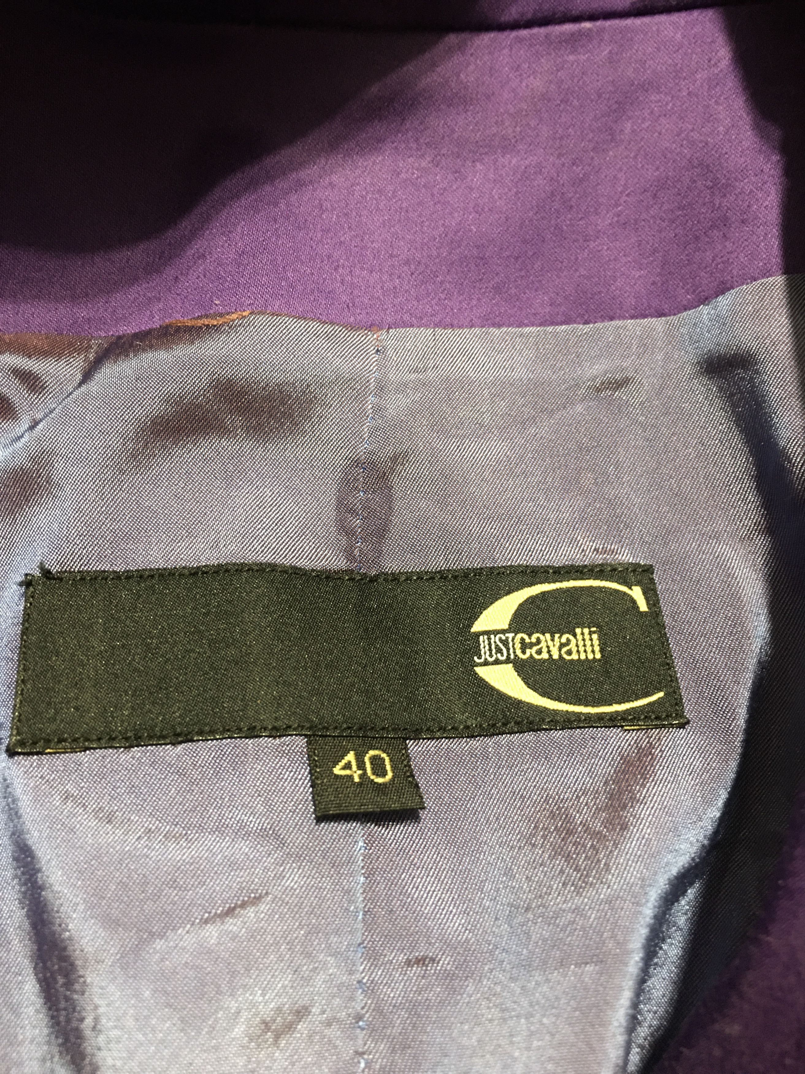 Just Cavalli Just Cavalli Purple Cotton Blend Satin Jacket Blazer IT40 Size S / US 4 / IT 40 - 9 Thumbnail