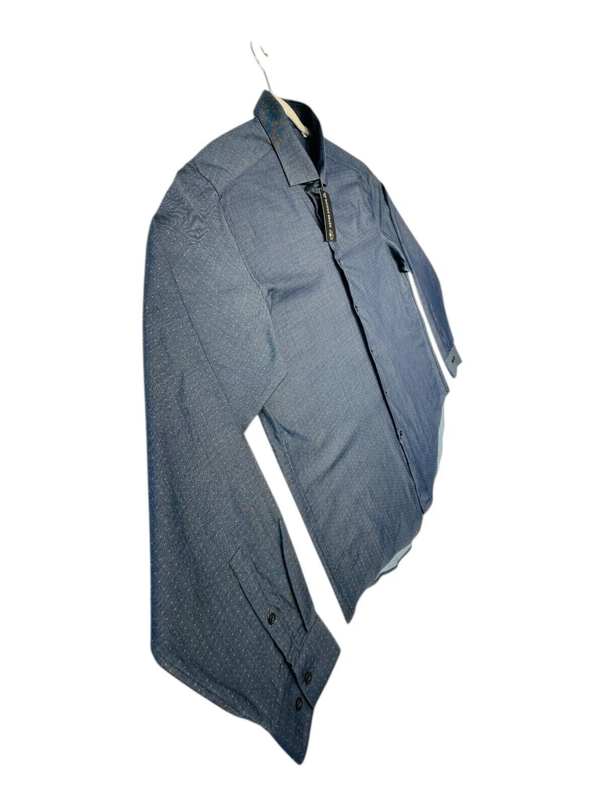 Calvin Klein Calvin Klein Shirt Men's UK Size XL Blue Polka Dot Slim Fit Size 44R - 7 Thumbnail