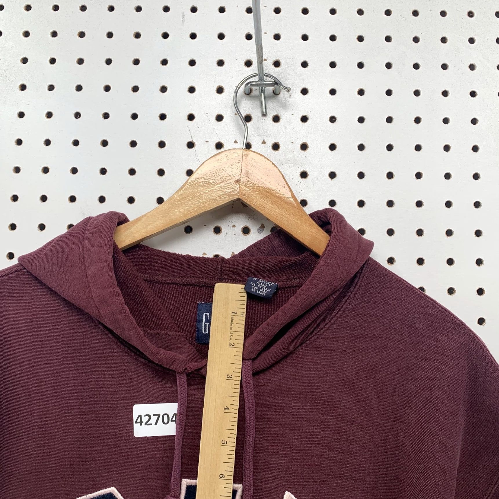 Gap VINTAGE GAP Mens Hoodie Sweatshirt Maroon M Pullover Embroidered Spellout Arch Hooded Sweatshirt Mens Size US M / EU 48-50 / 2 - 5 Thumbnail