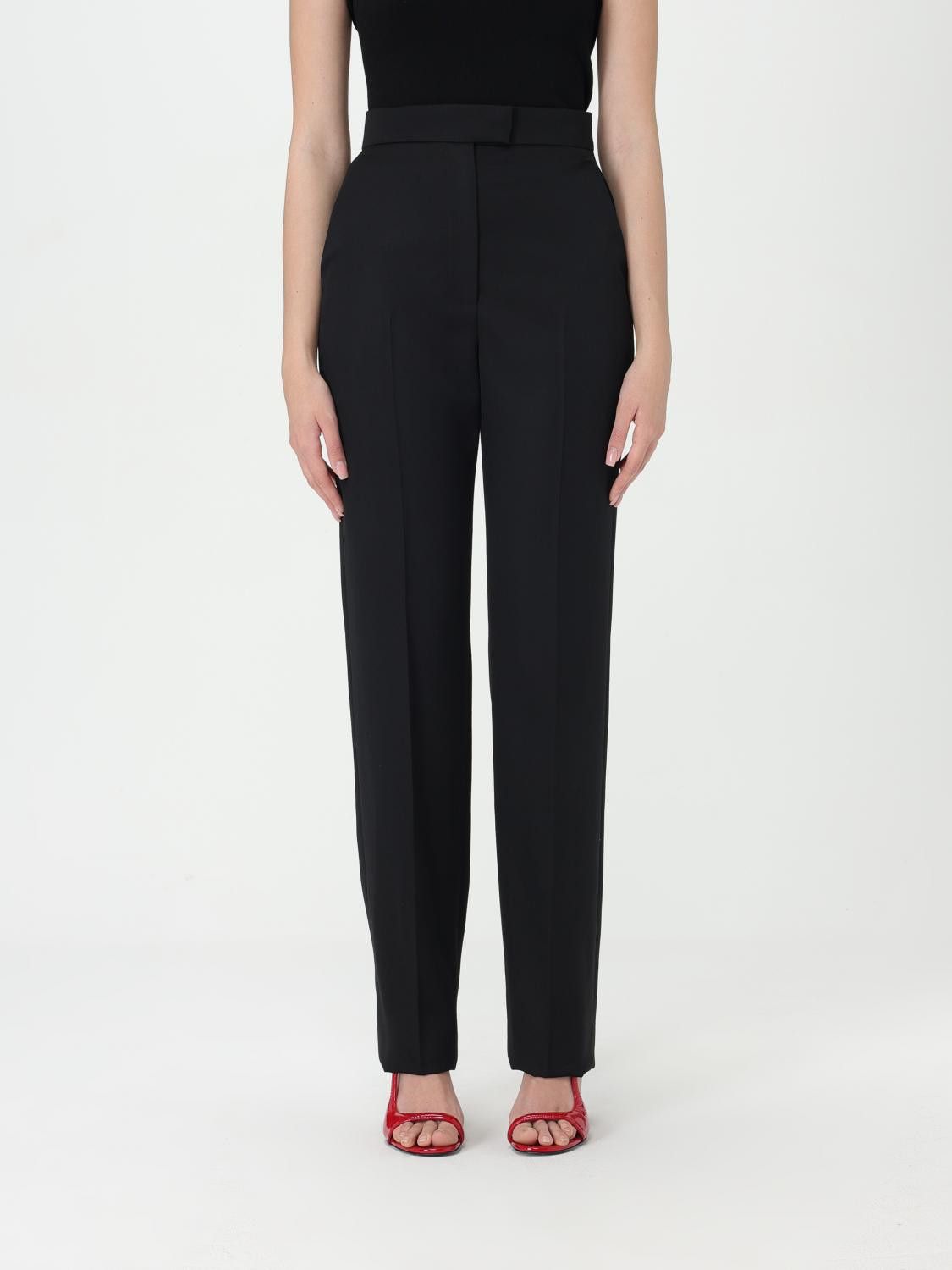 Alexander McQueen o1srvl11e0326 High-Waisted Cigarette Trousers in Black Size 36" / US 14 / IT 50 - 1 Thumbnail
