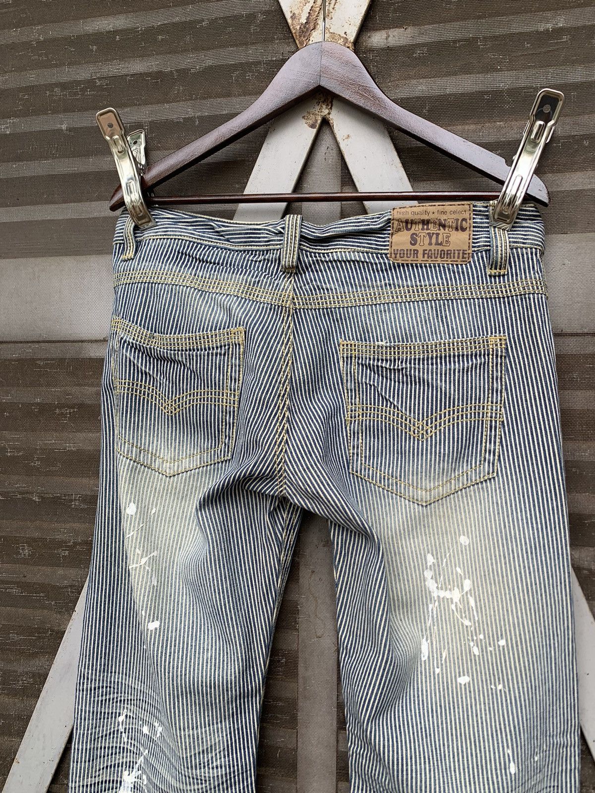 Vintage 👹Vintage Striped Pants W Paint Splatter Baggy Pants (WOMAN) Size US 34 / EU 50 - 10 Thumbnail