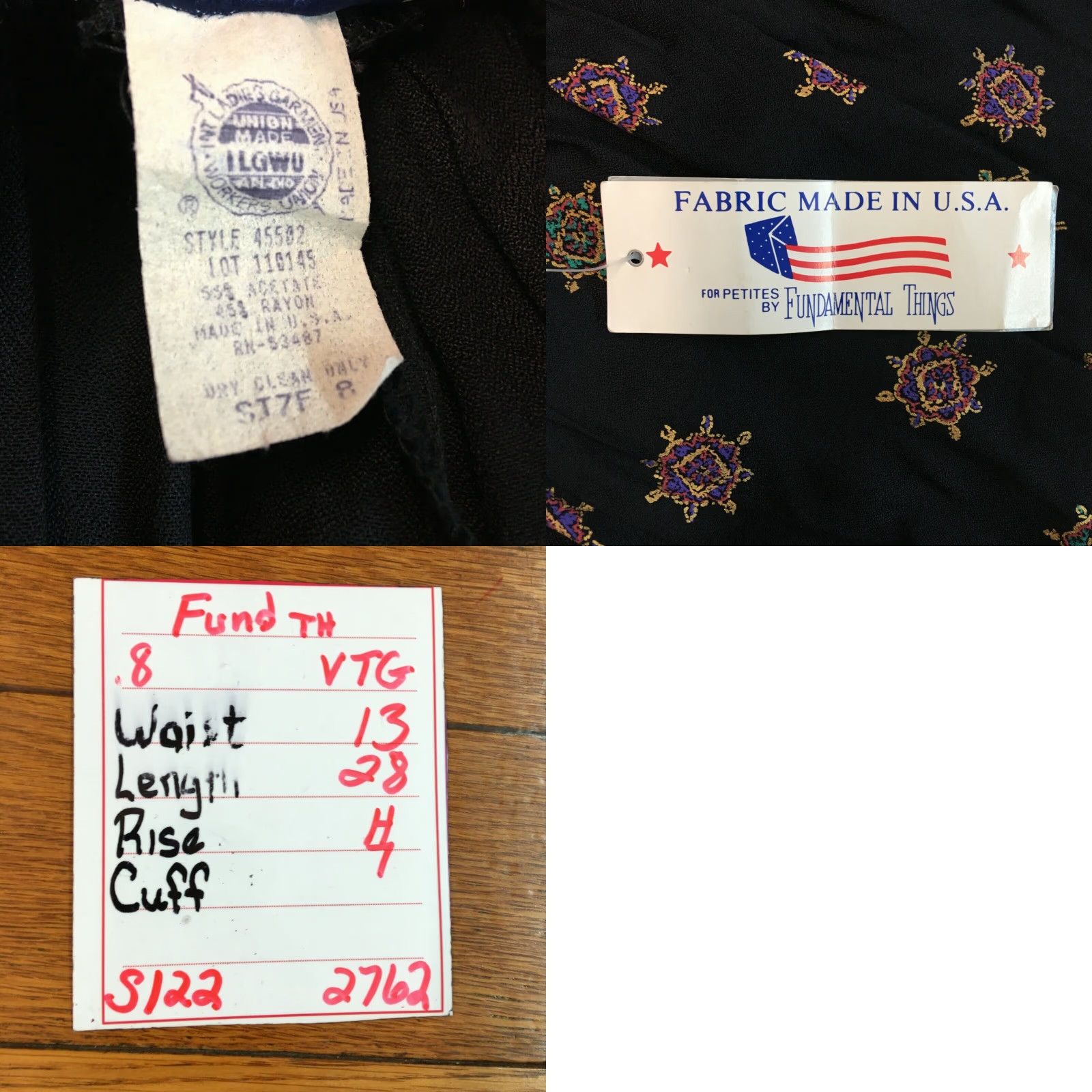 Vintage VINTAGE Fundamental Things Pant Womens Petite 8P Black Pleated Casual 28in Inseam Womens Size 26" / US 2 / IT 38 - 8 Thumbnail