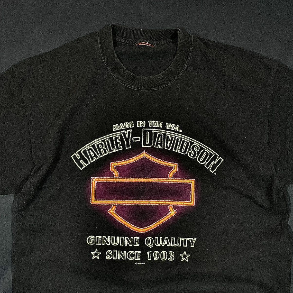 Vintage 90s Harley Davidson Big Logo 3D Emblem Style T-Shirt