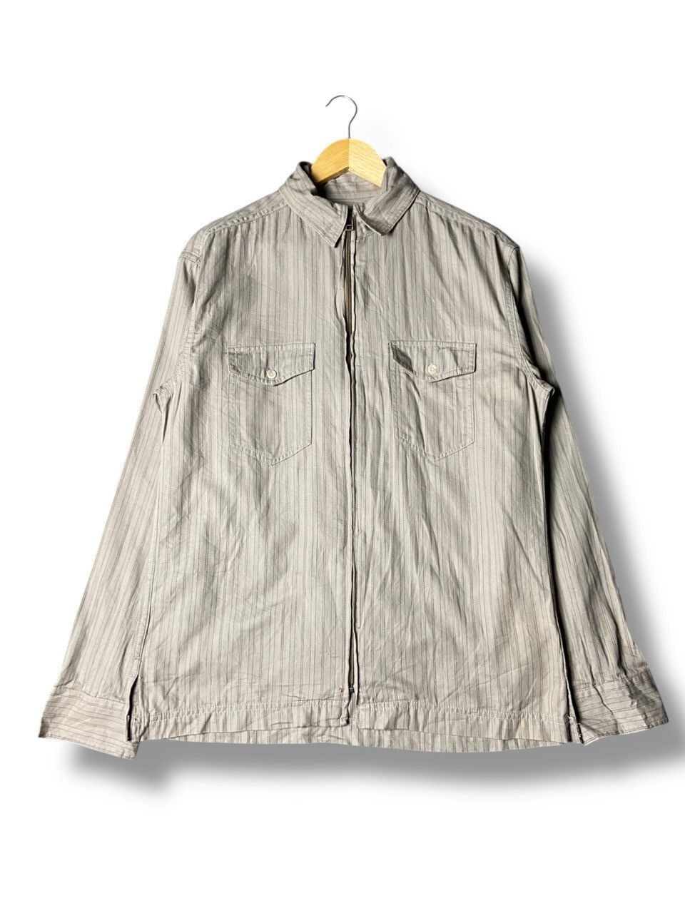 Japanese Brand Kansai Jeans Designer Zipper Stripe Shirt Jacket (161) Size US M / EU 48-50 / 2 - 1 Thumbnail