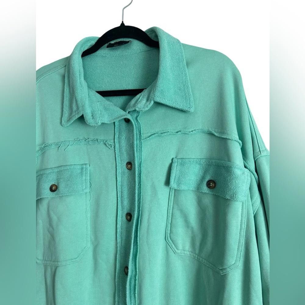 Designer VICI l Charliegh Cotton Blend Shacket Mint Green Medium Size M / US 6-8 / IT 42-44 - 4 Thumbnail