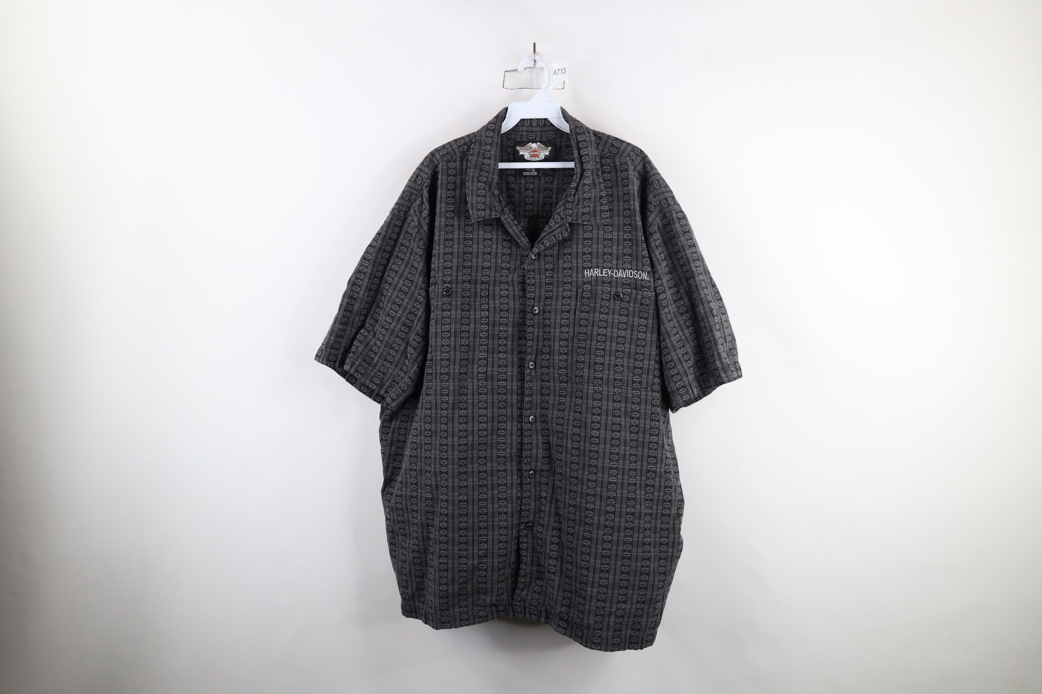 Harley Davidson × Vintage Vintage 90s Harley Davidson Logo All Over Print Button Shirt Size US XXL / EU 58 / 5 - 1 Thumbnail