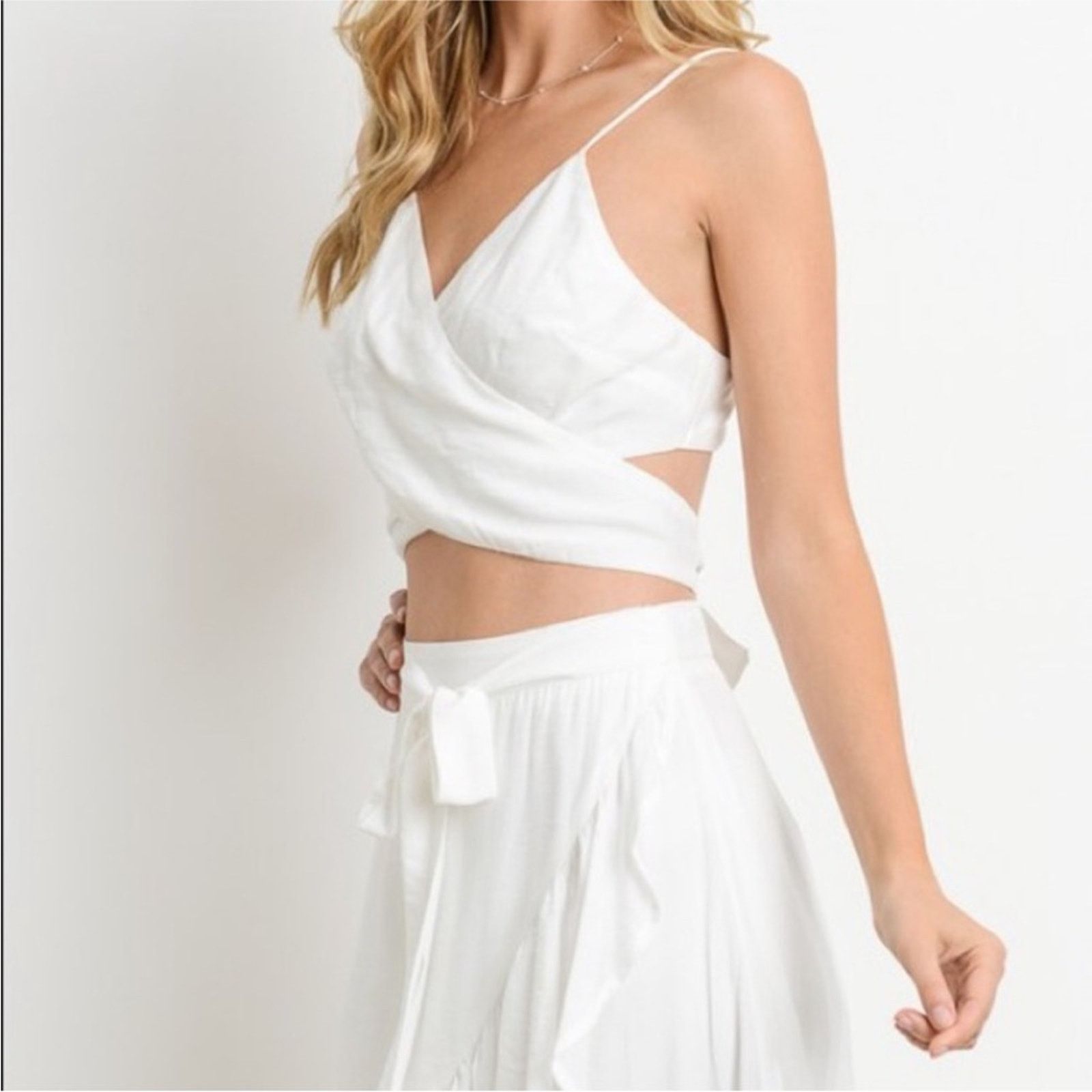 Other NEW White Wrap Crop Top + Maxi Skirt Set size Medium Size M / US 6-8 / IT 42-44 - 8 Thumbnail