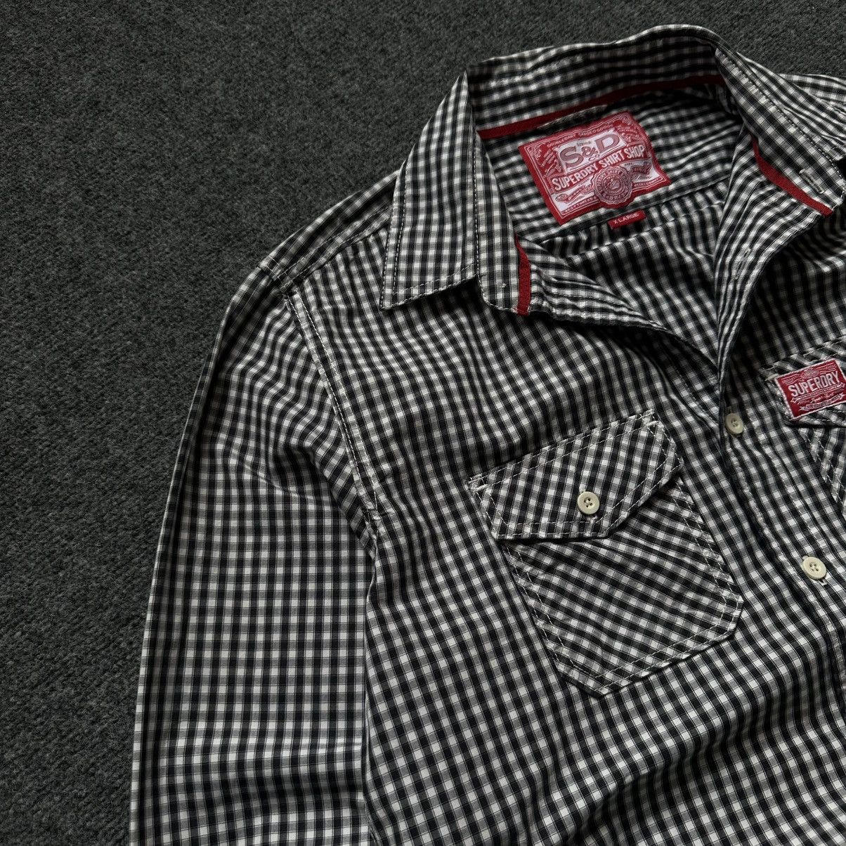 Superdry VTG Checked Shirt Superdry Button Up Size XL White Black Size US XL / EU 56 / 4 - 8 Thumbnail