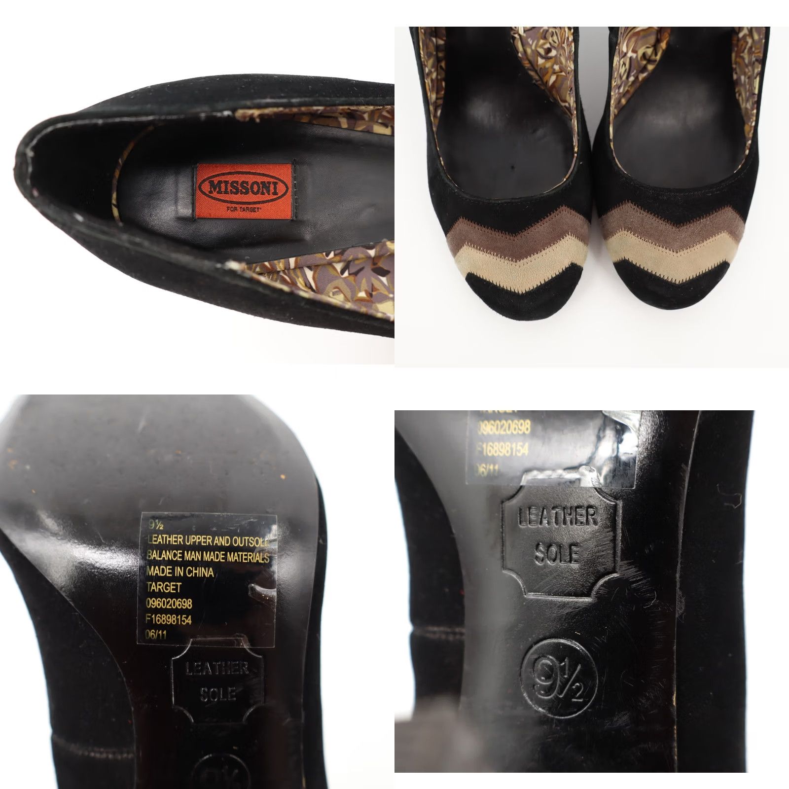 Missoni Missoni xTarget Black Suede Leather Chevron Block High Heel Pumps Sz 9.5 Women Size US 10 / IT 40 - 8 Thumbnail