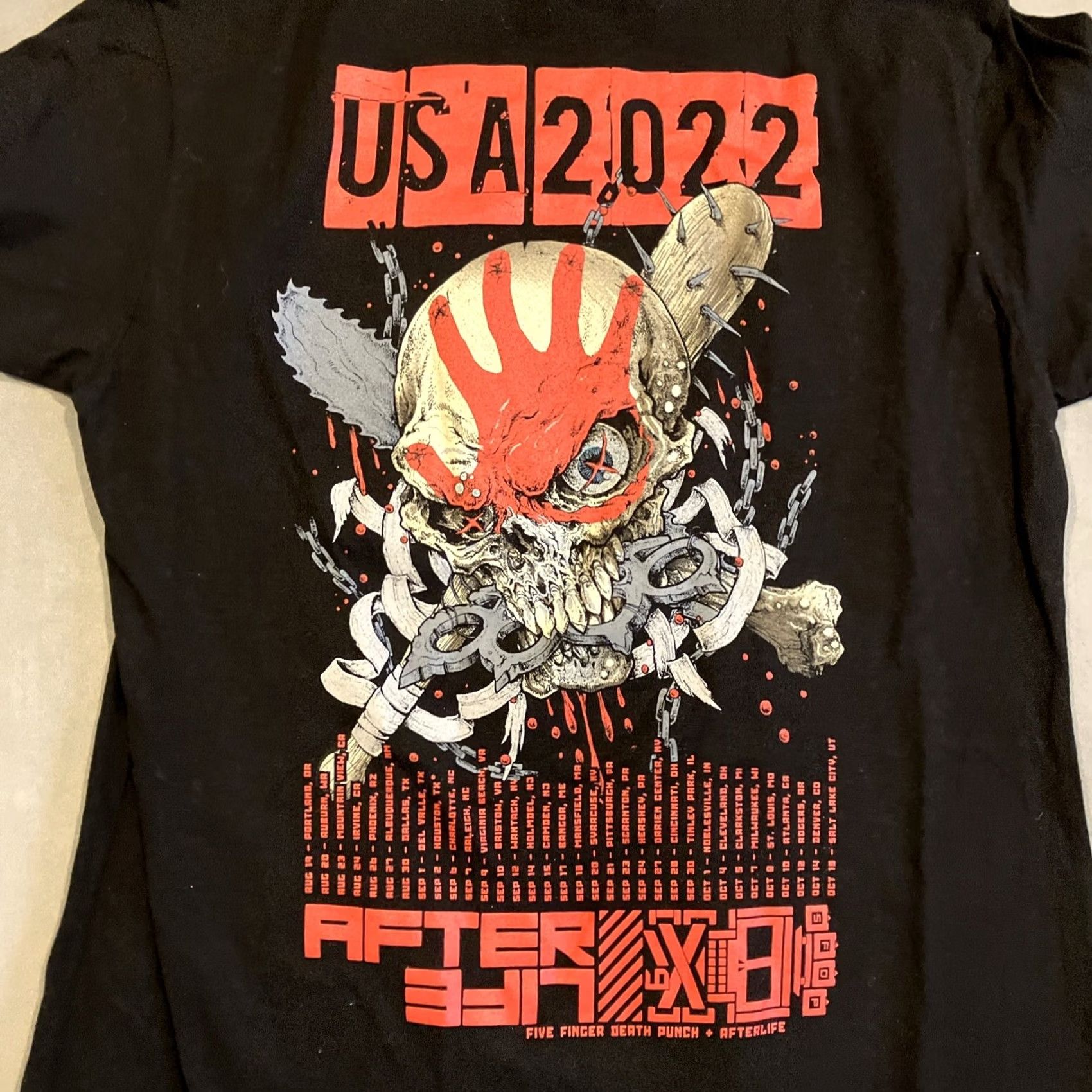 Tultex VINTAGE Five Finger Death Punch USA 2022 Concert Tour T-Shirt Women's XL Black Short Sleeve Round Neck Tultex Classic Women Size XL / US 12-14 / IT 48-50 - 5 Thumbnail