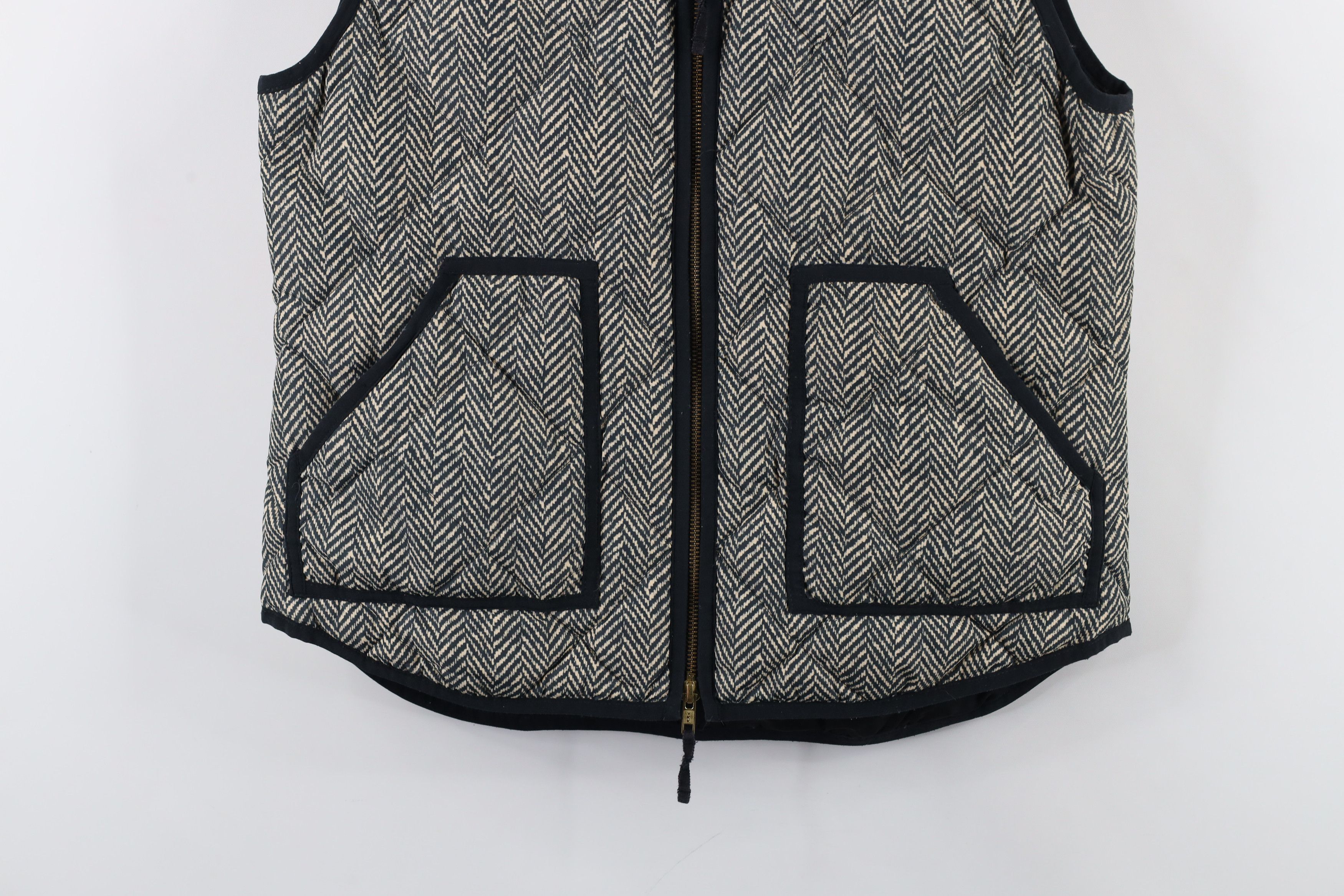 J.Crew × Vintage J Crew Herringbone Duck Down Full Zip Puffer Vest Jacket Size M / US 6-8 / IT 42-44 - 3 Thumbnail