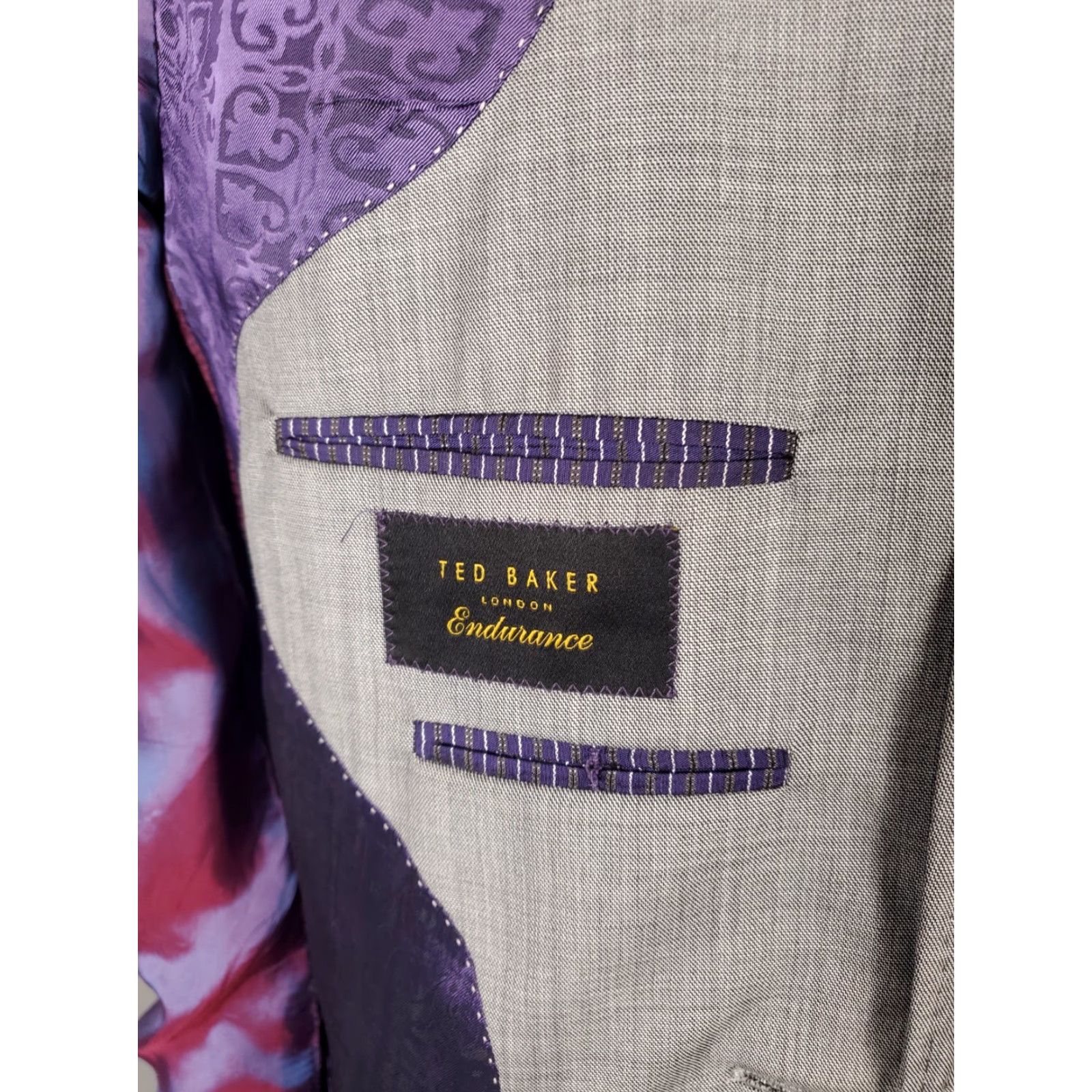 Ted Baker VINTAGE Ted Baker London Endurance Gray Blazer Sport Coat Jacket Mens 42L Size 42R - 6 Thumbnail