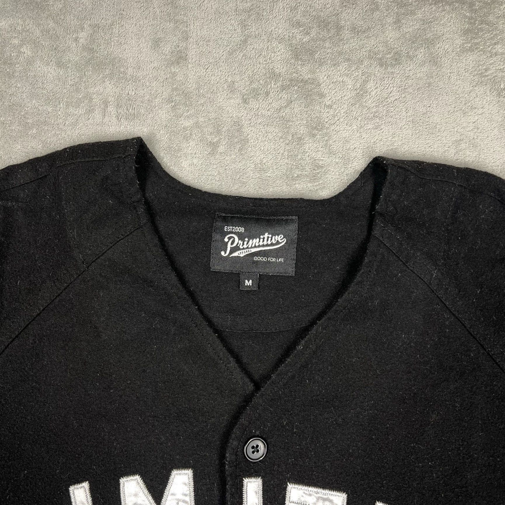 Primitive Primitive Apparel Baseball Jersey Men Medium Black Gray Striped Short Sleeve Crew Neck Button Closure Logo Size US M / EU 48-50 / 2 - 7 Thumbnail